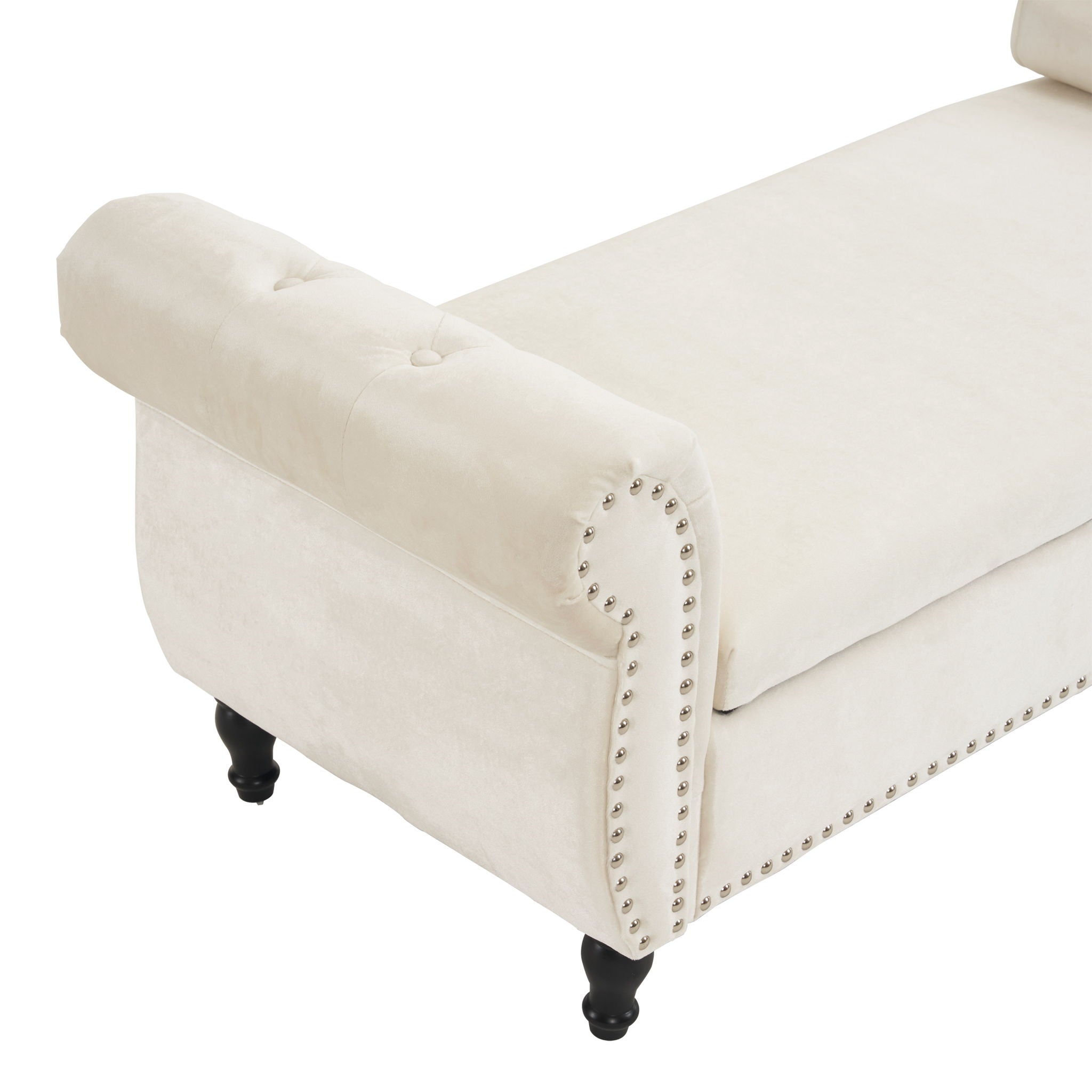 Luxurious Velvet Multifunctional Storage Ottoman Bench With Pillow
