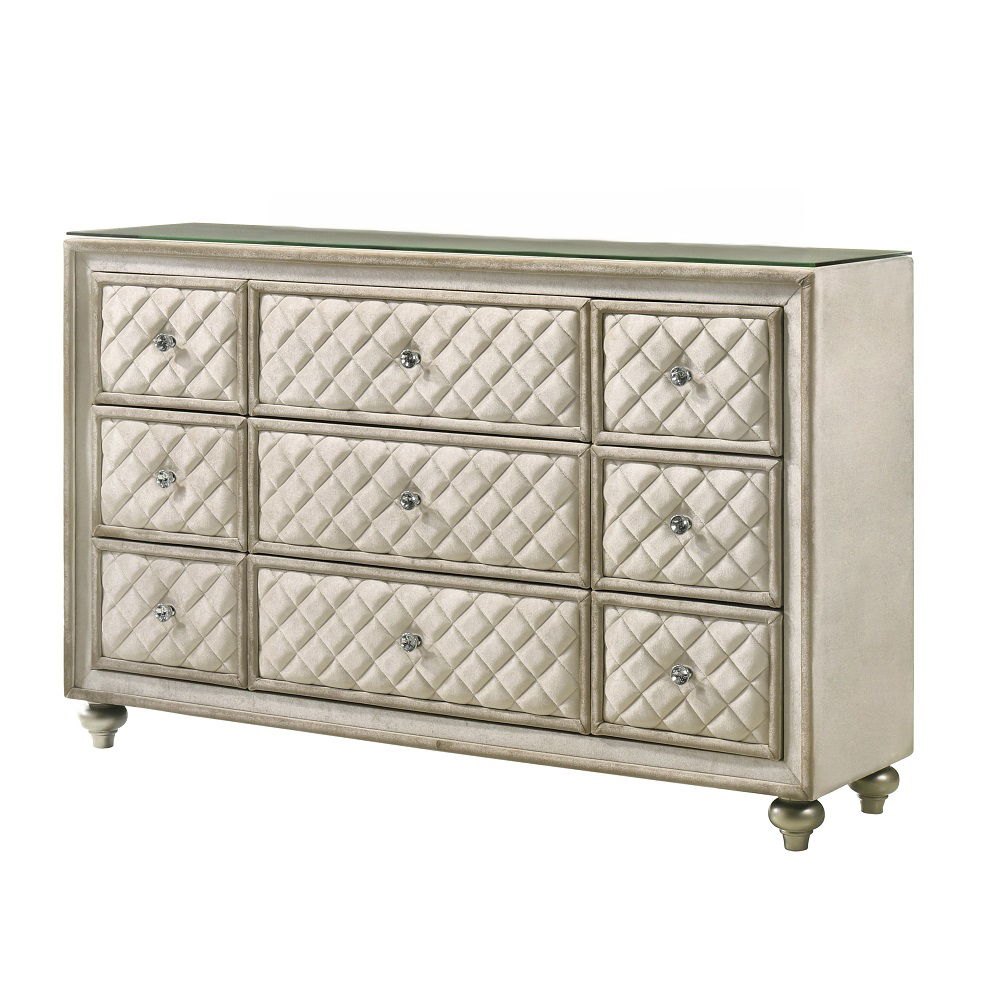 ACME Lucienne - Dresser - Beige Velvet | Meri Furniture