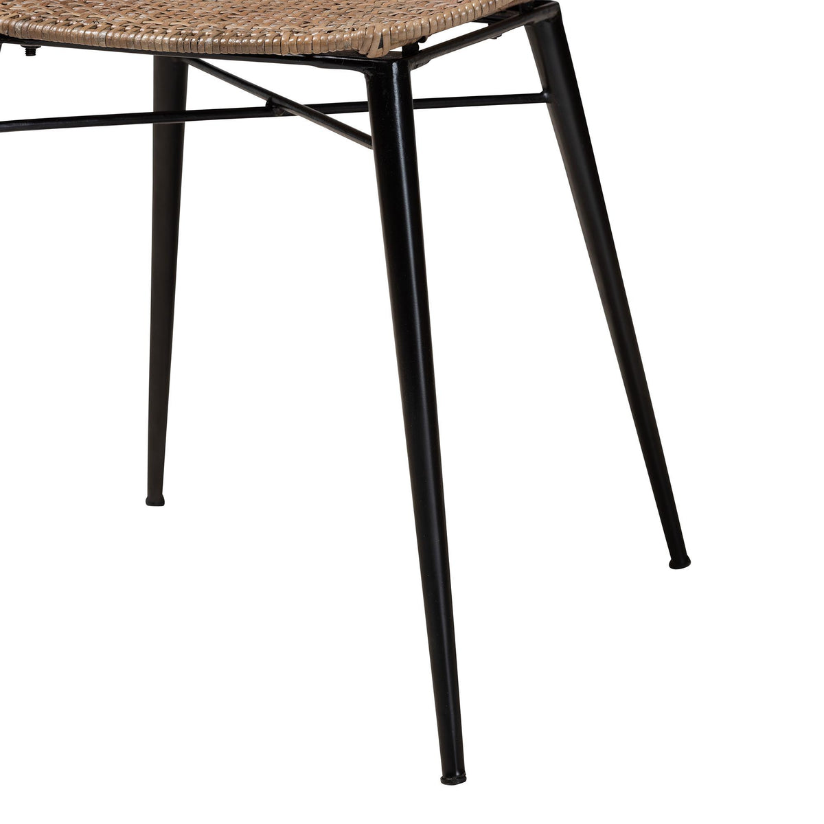 Sabelle Japandi Natural Brown Finished Wood and Greywashed Rattan 5-Piece Dining Set