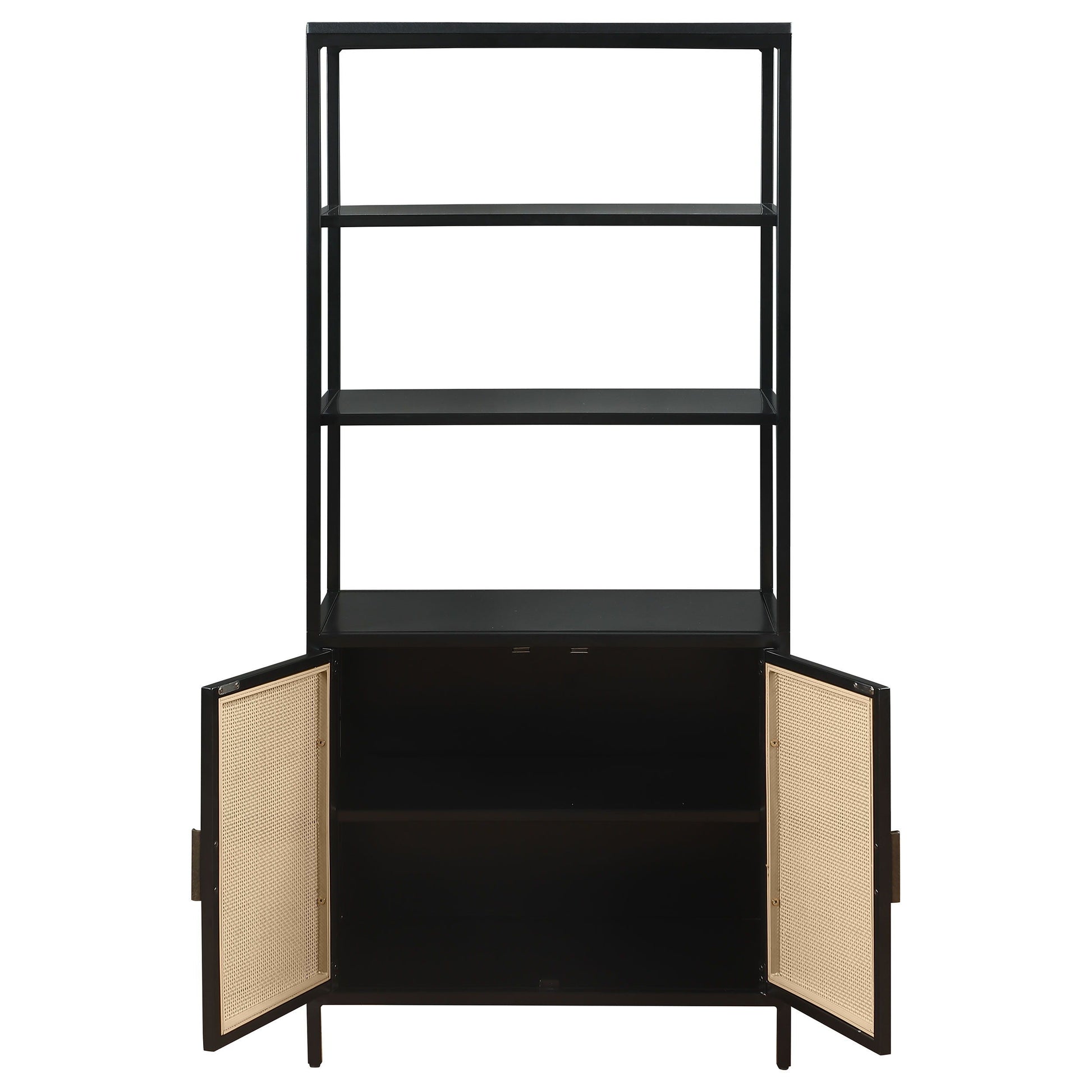 Coaster Fine Furniture Amherst - 3-Shelf Radio Weave Cane Metal Accent Cabinet | Meri Furniture