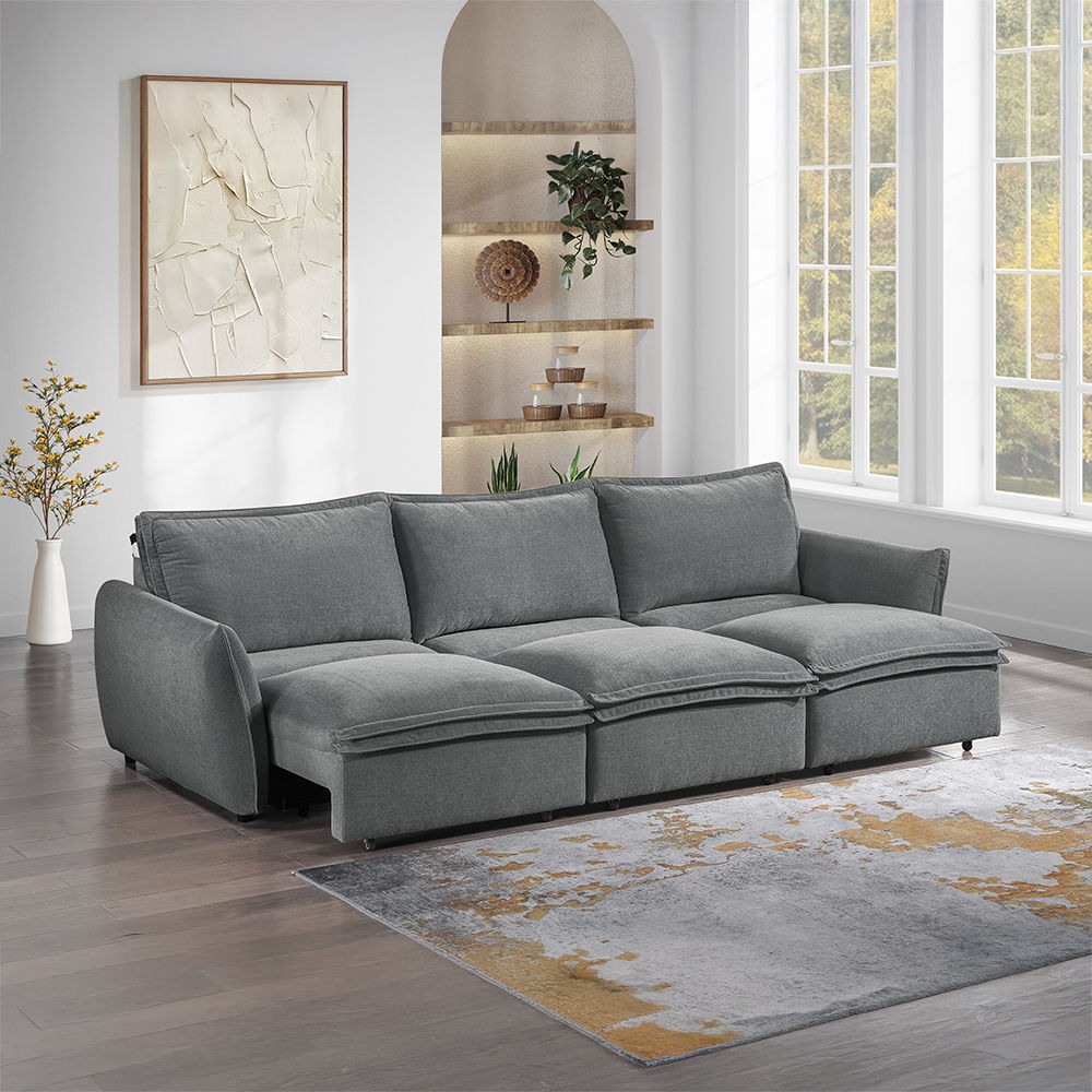 Eaden - Power Sofa With Sleeper - Gray Chenille