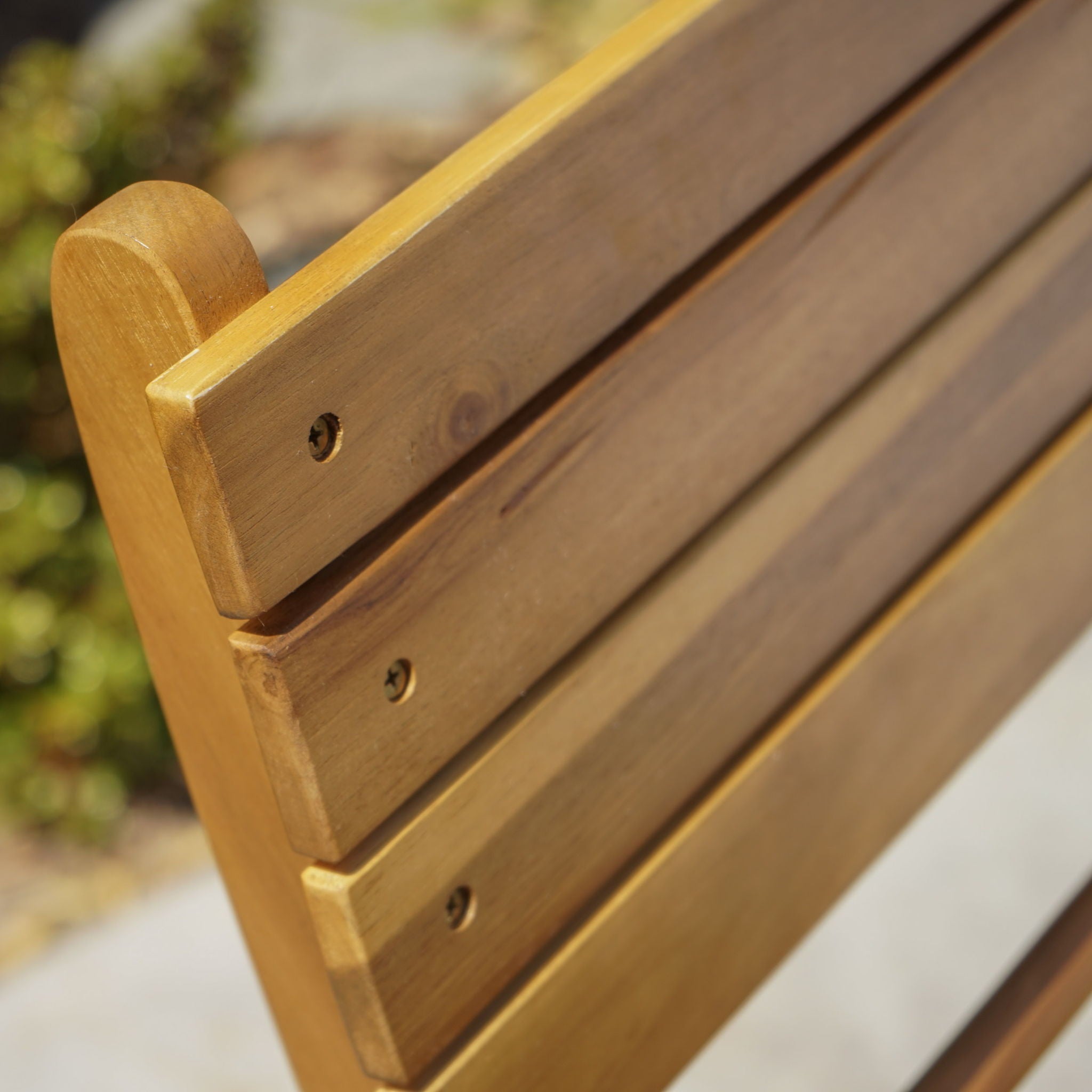 Outdoor Foldable Wood Dining Chair With Slat Design (Set of 2)