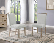 Tabitha Set of 2 Light Oak Finish Dining Side Chairs with Light Gray Fabric