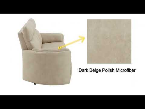 Elison - Motion Loveseat With Console - Dark Beige Polish Microfiber