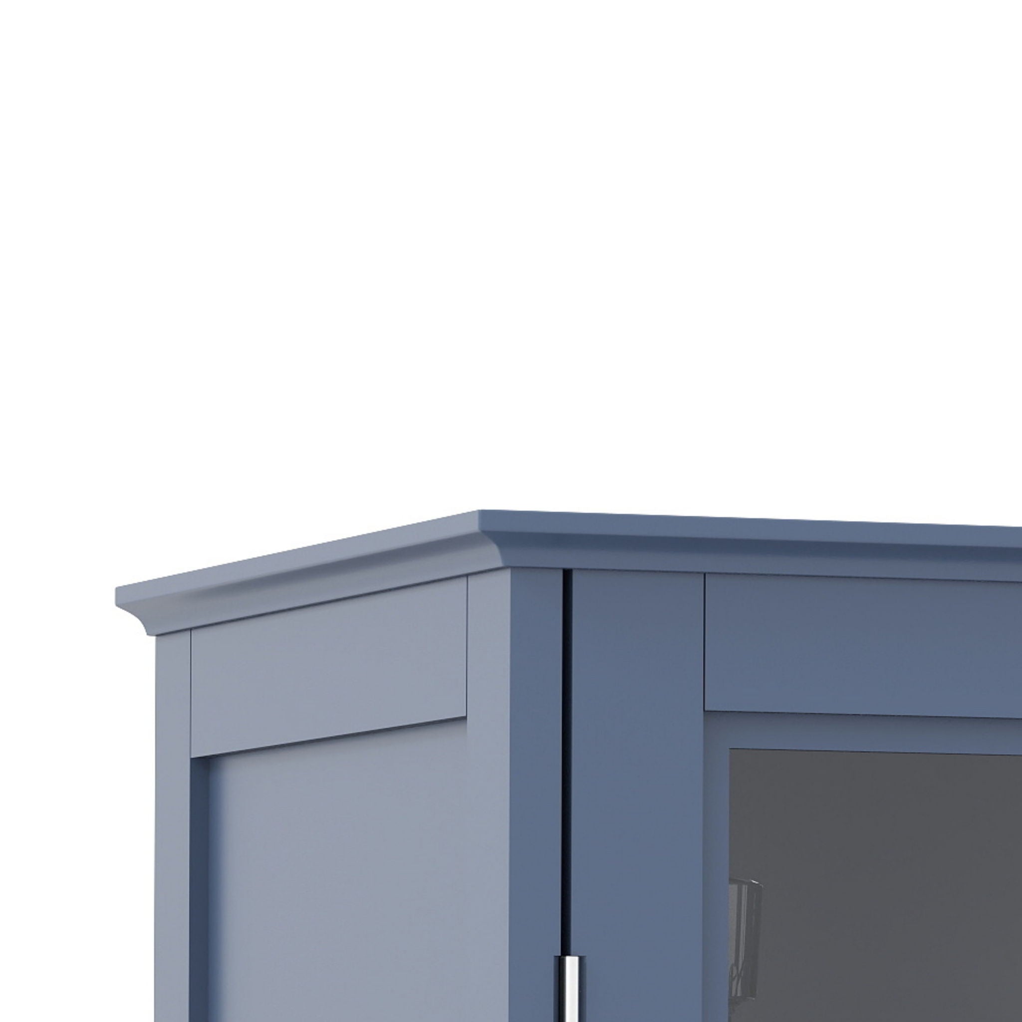 Minimalist Buffet Cabinet With Double Glass Doors And Drawer