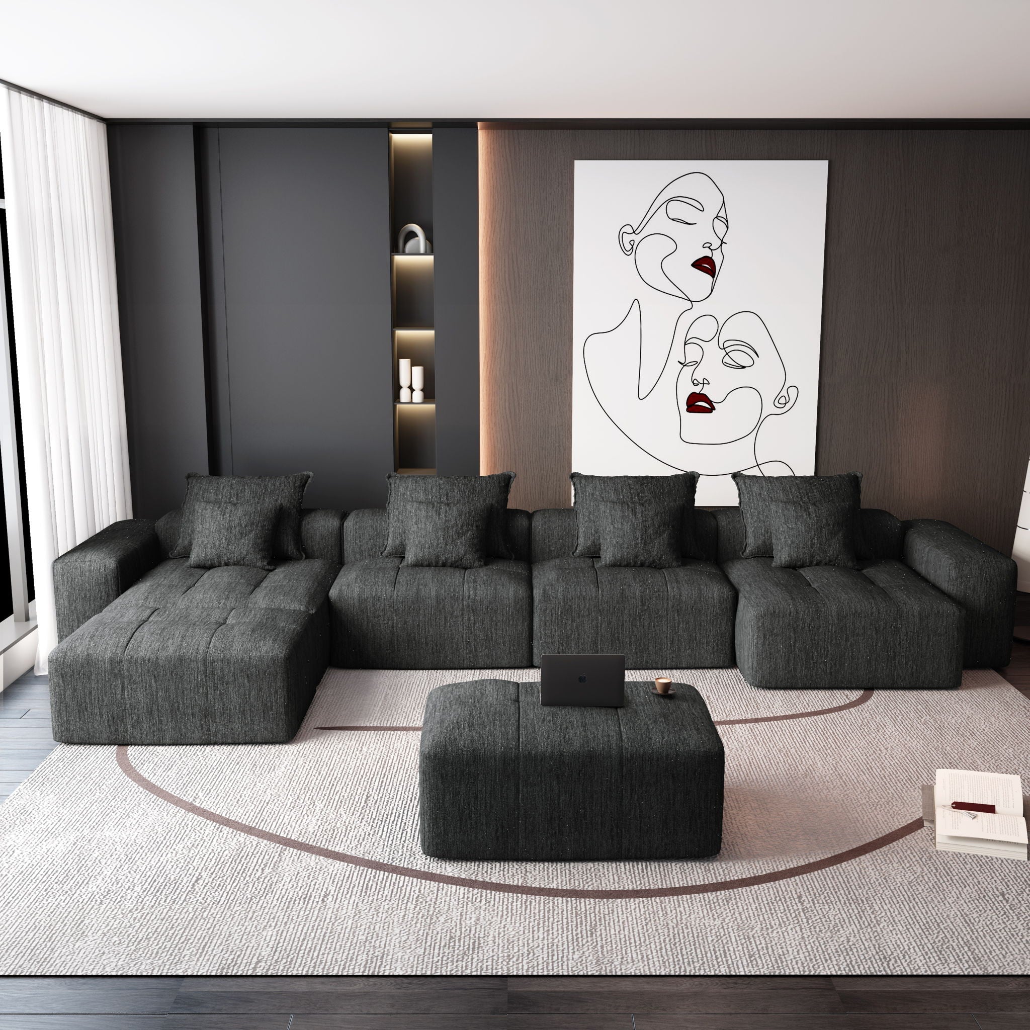 Modern Oversized Diy Combination, Modular Sectional Sofa With Pillows