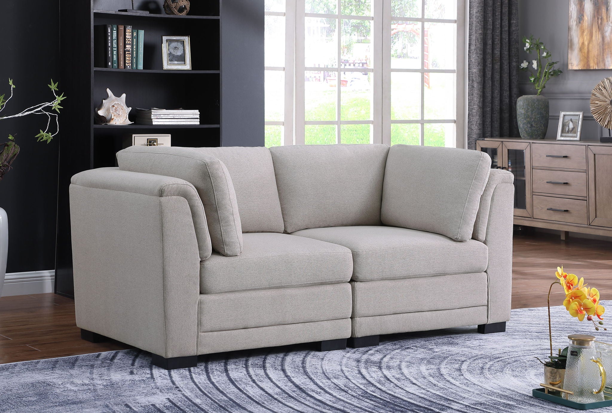 Kristin 70.5"W Light Gray Linen Fabric Loveseat