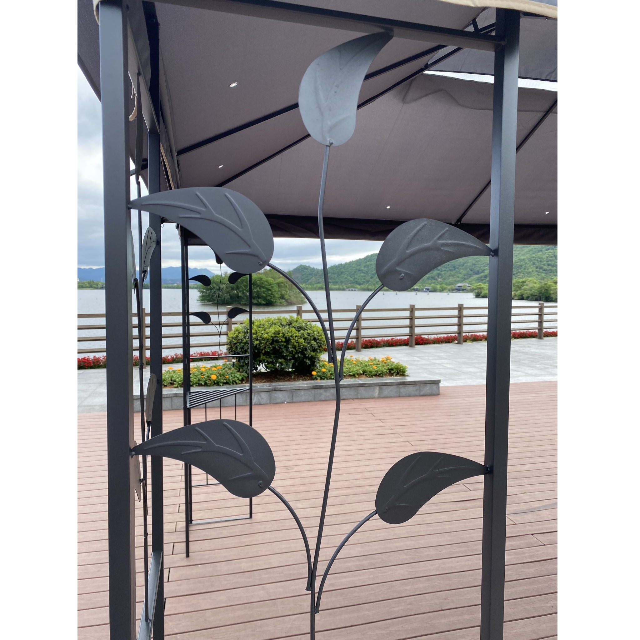 Patio Gazebo Tent With Ventilated Double Roof And Mosquito Net For Backyard Or Garden
