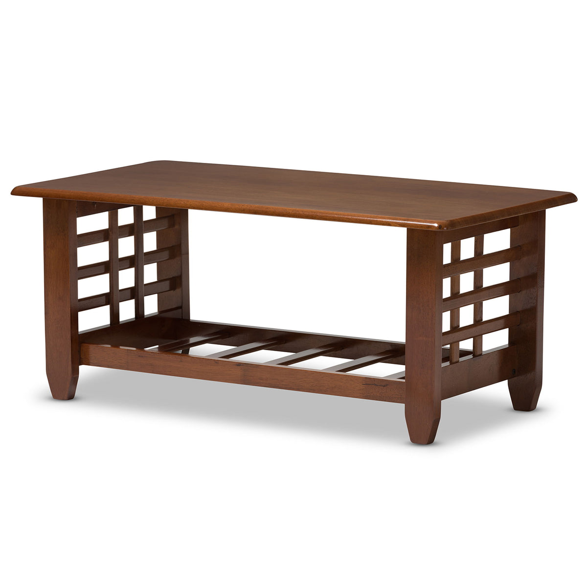 Larissa Modern Classic Mission Style Cherry Finished Brown Wood Living Room Occasional Coffee Table