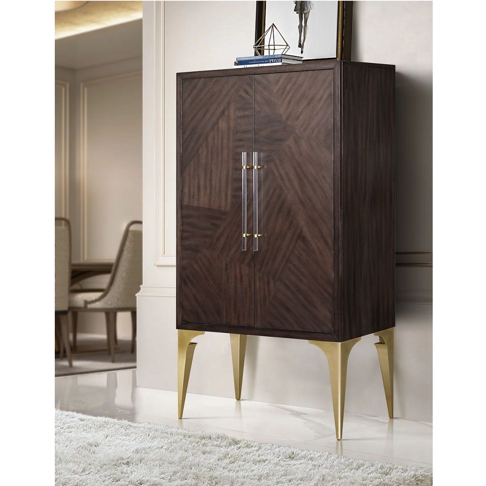 ACME Andy - Bar Cabinet - Brushed Brown Oak Champagne | Meri Furniture