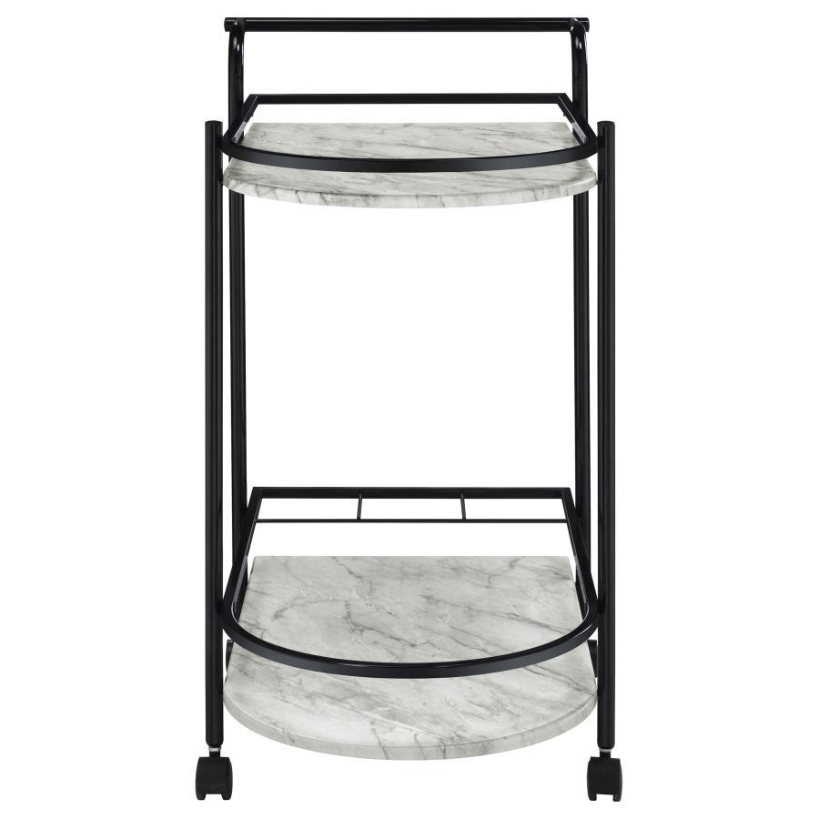 Coaster Fine Furniture Desiree - 2-Tier Faux Marble Shelf Metal Bar Cart | Meri Furniture