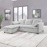 Yaroslav - Sectional Sofa With Sleeper & Storage - Cream Velvet