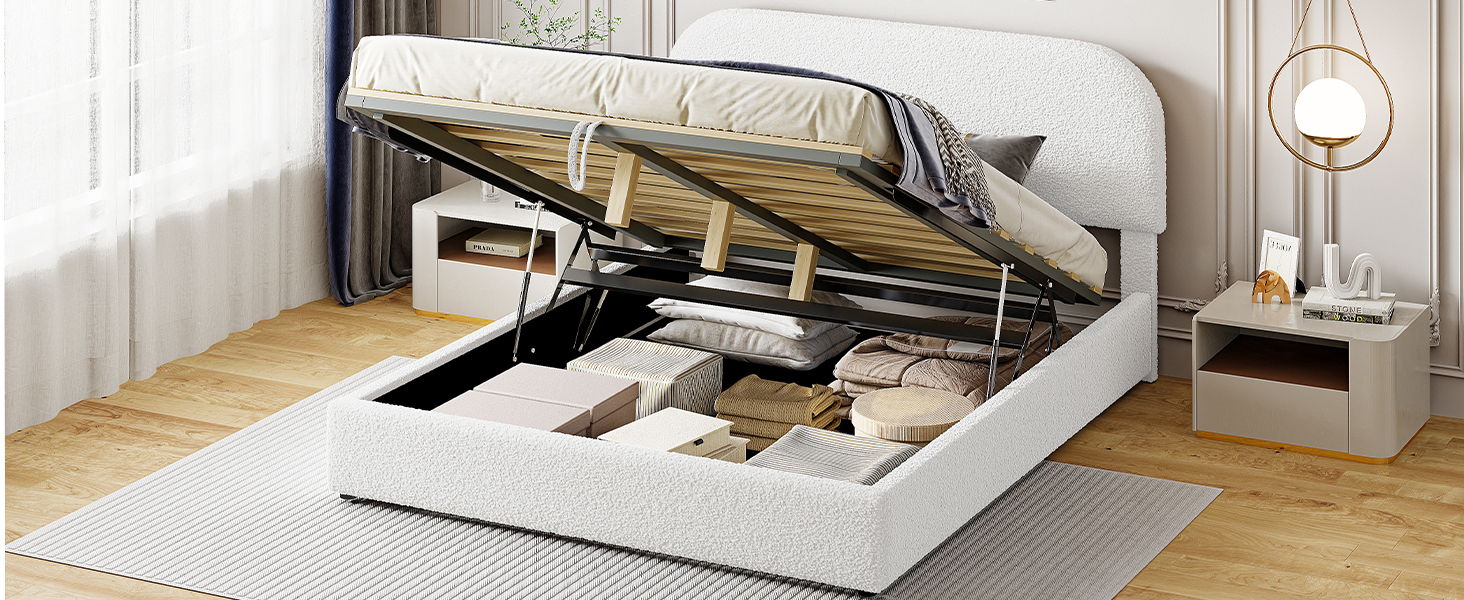 Upholstered Platform Bed With Hydraulic Storage System