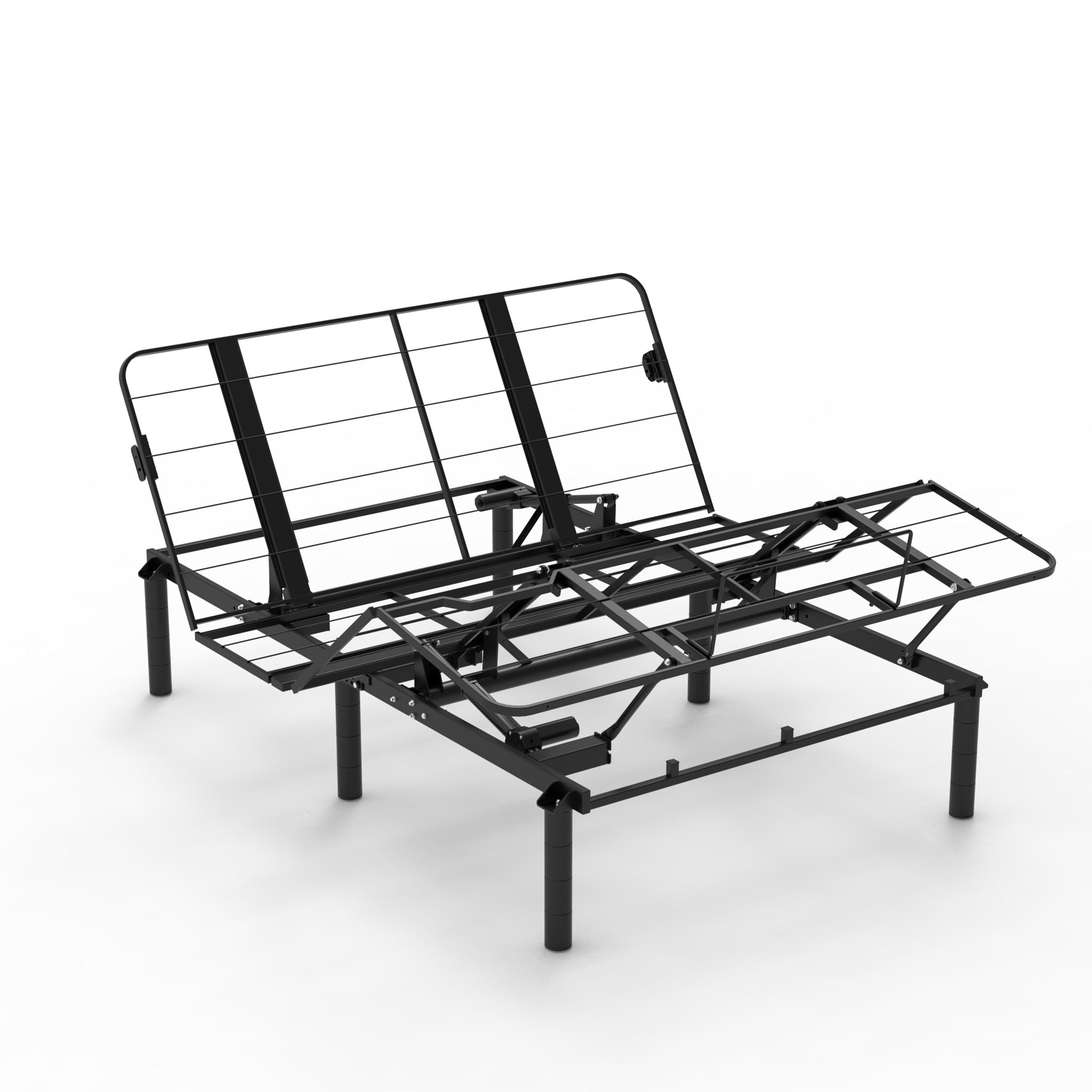 Zero Clearance Adjustable Bed Base Frame With Quiet Motor And Dual USB Ports, Queen Size - Black