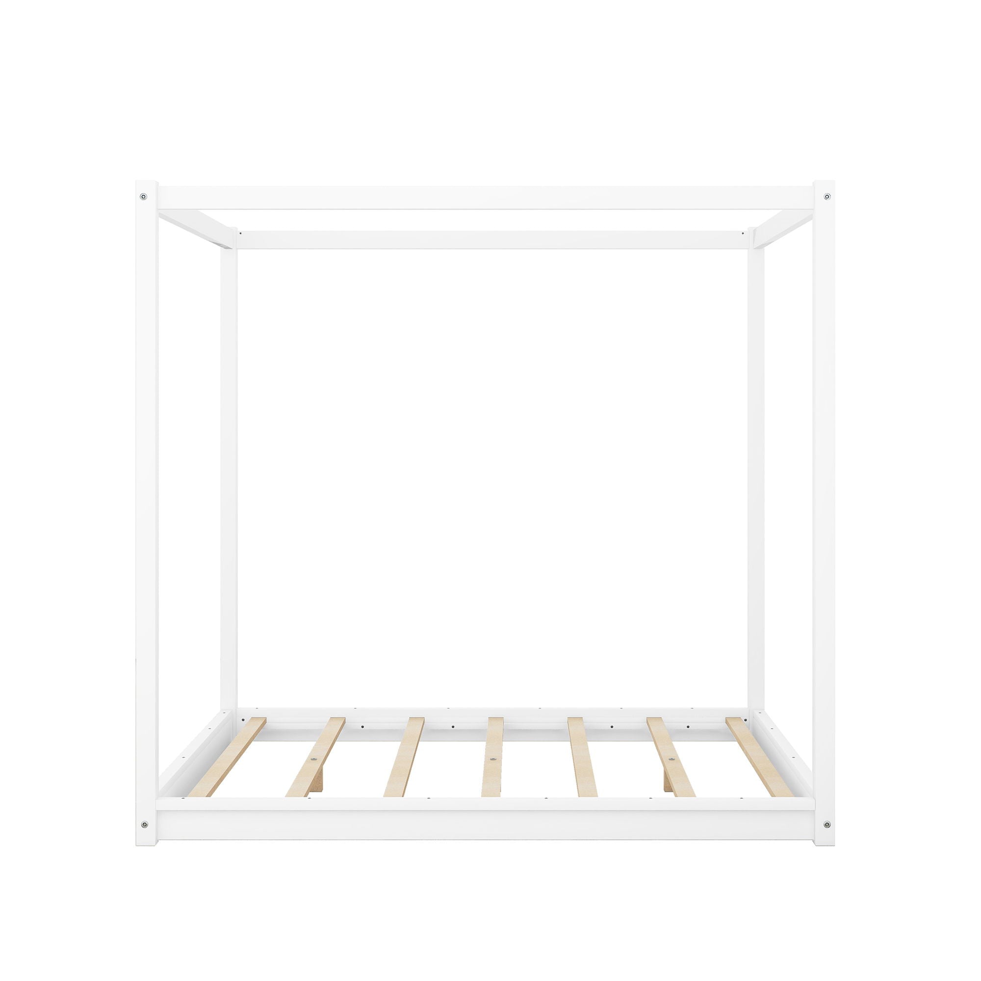 Wood Canopy Platform Bed With Support Legs And Airflow Slats
