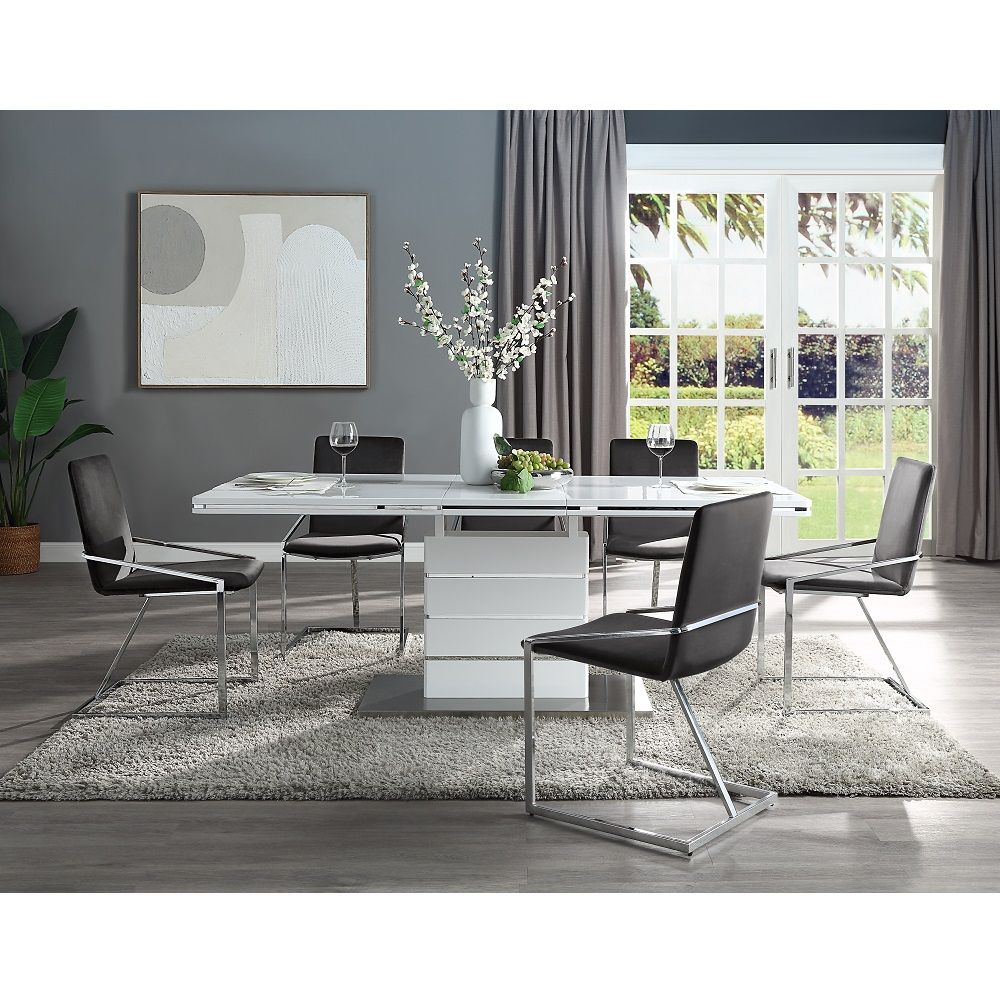 Zlatan - Side Chair Set of 2) - Gray Velvet & Chrome