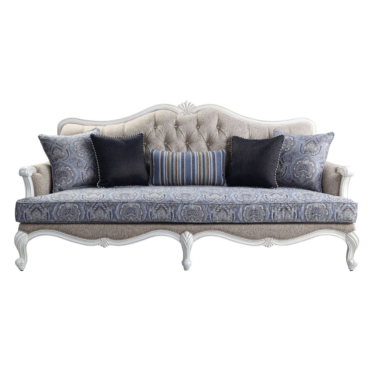 ACME Ciddrenar - Sofa - Fabric & White Finish | Meri Furniture