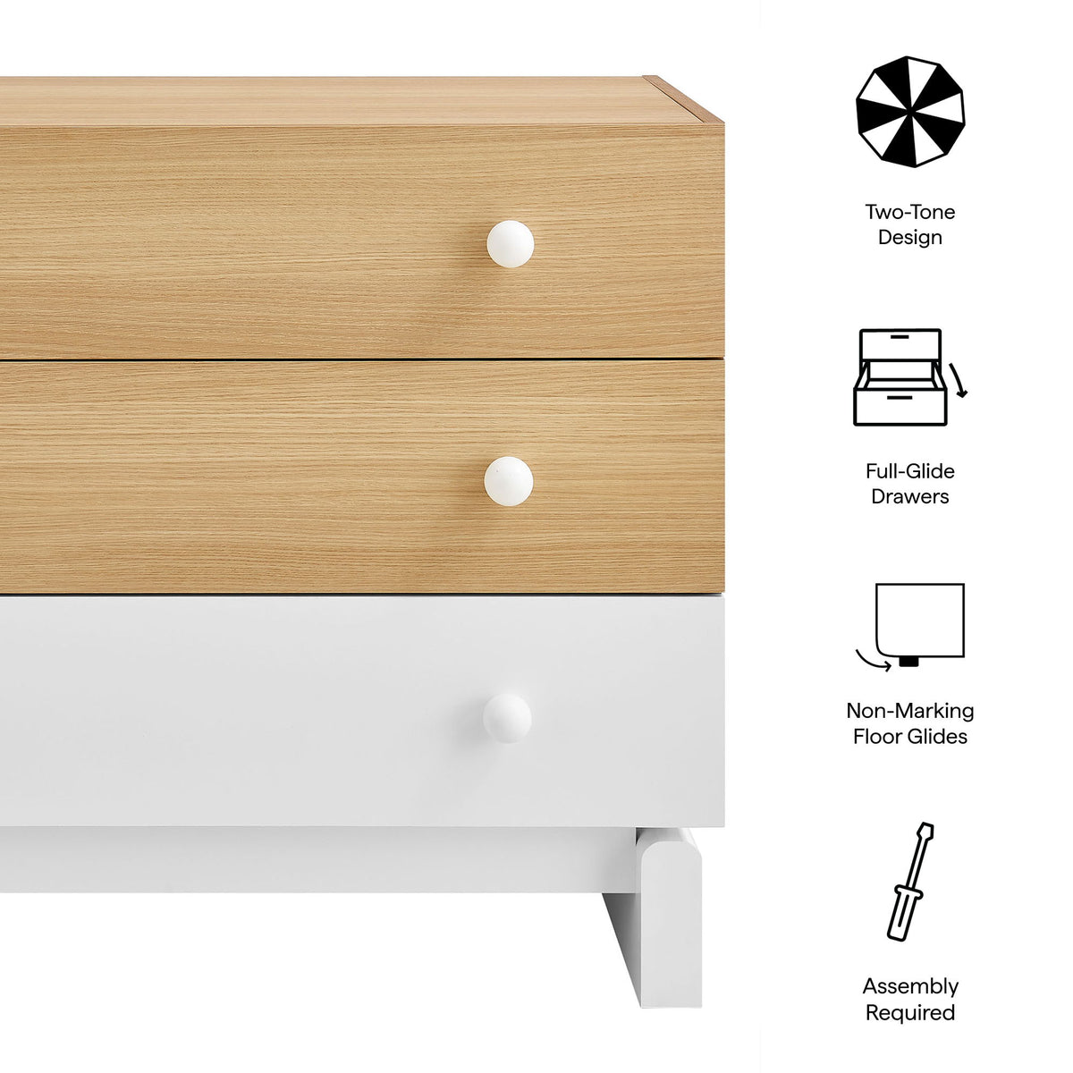 Nolia 3-Drawer Color Block Dresser by Modway