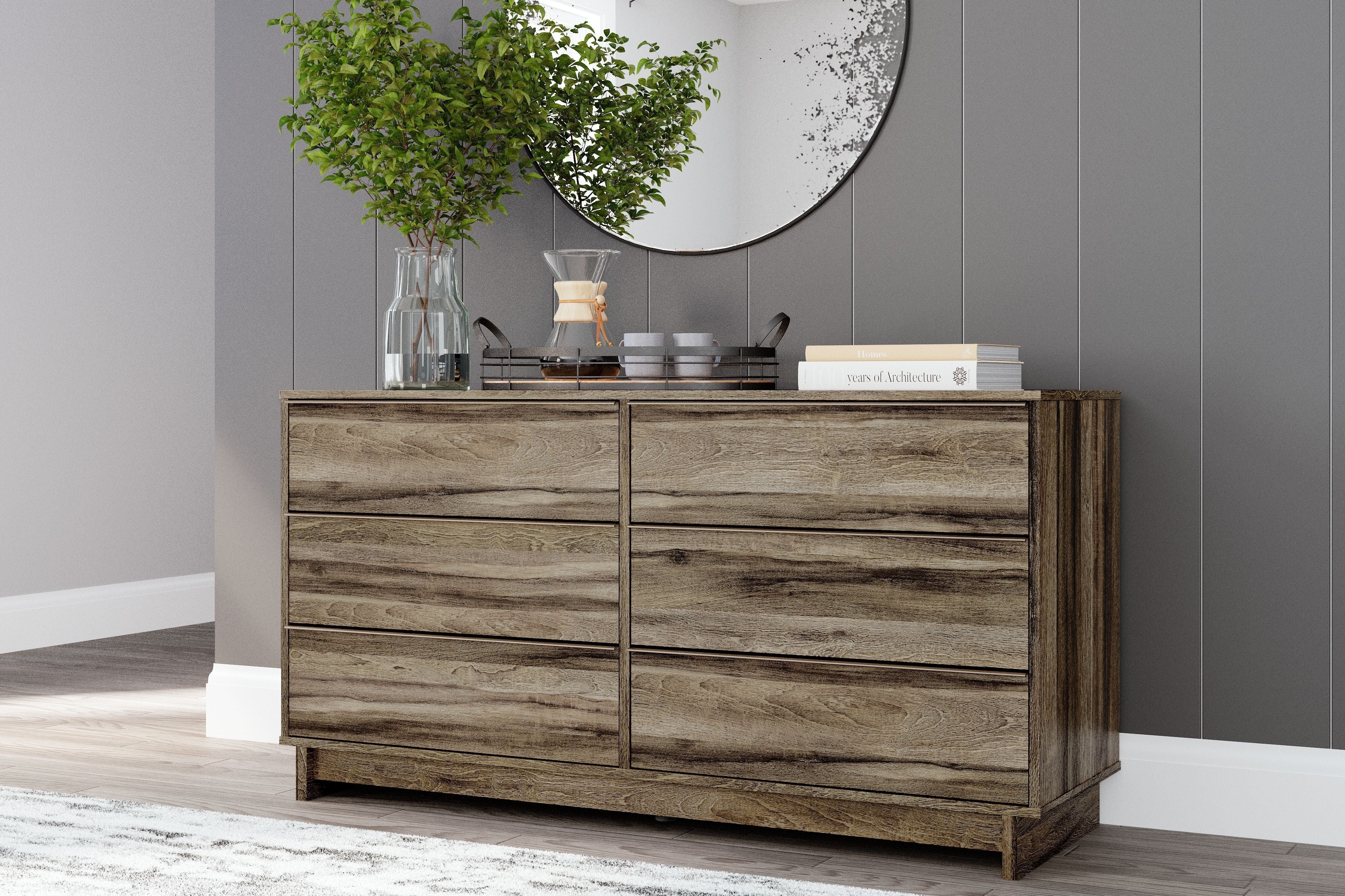 Signature Design by Ashley® Shallifer - Brown - Six Drawer Dresser | Meri Furniture