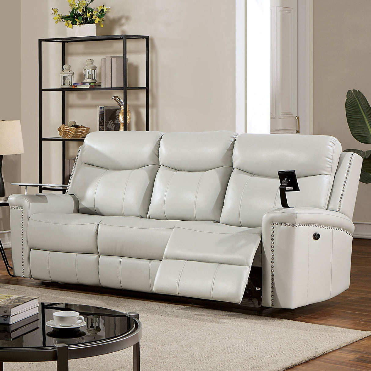 Furniture of America Florine - Power Sofa - Light Gray | Meri Furniture