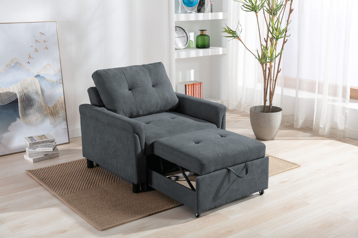 Hannah 35"W Dark Gray Woven Convertible Armchair