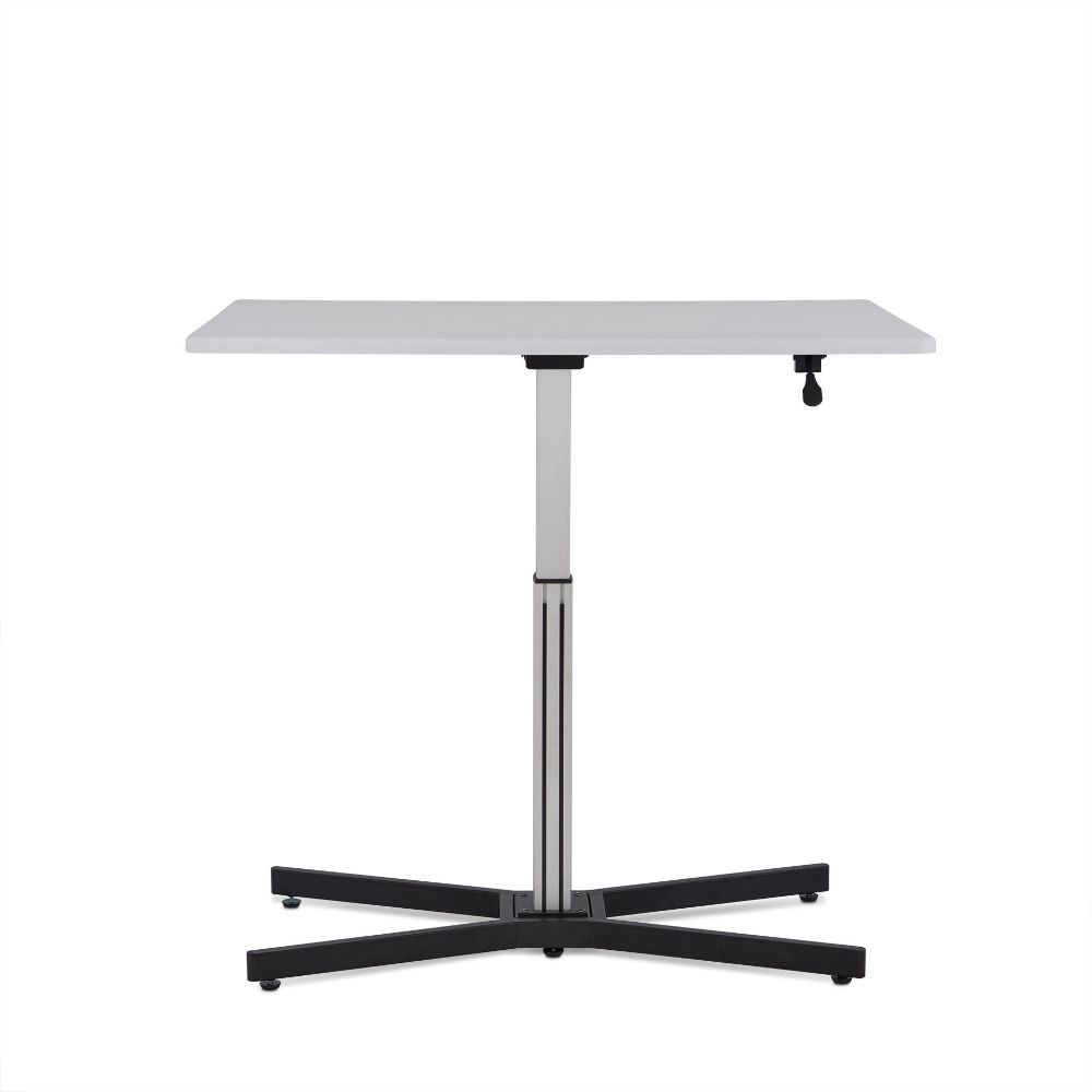 ACME Take a break and get out of the chair once in a while with the adjustable Inscho lift desk. The sturdy base and the large table top allow for plenty of room for working in both sitting or standing positions. | Meri Furniture