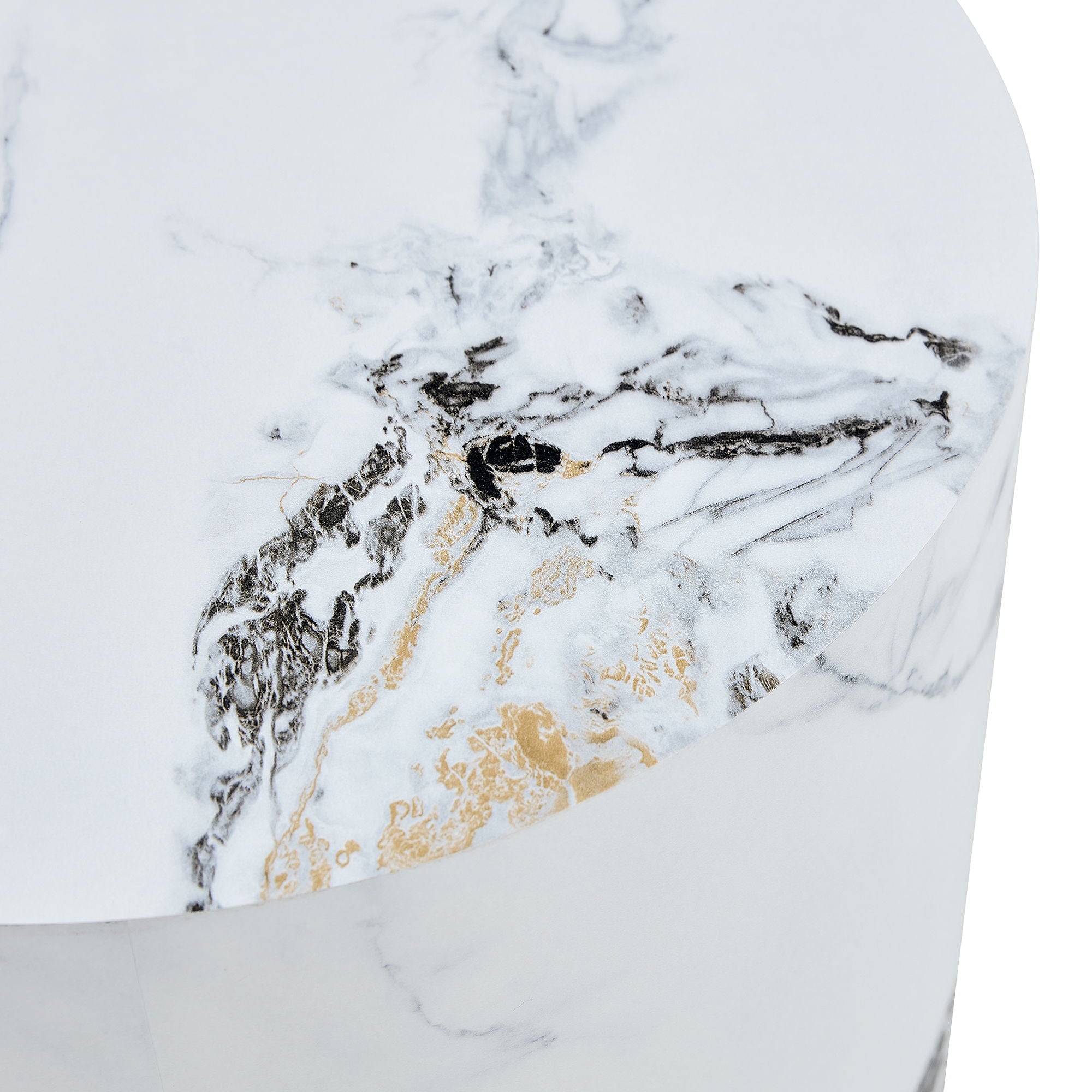 Elegant Cylindrical Table With Patterned Design For Versatile Use - White