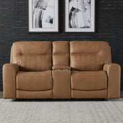 Liberty Furniture Bennett - Loveseat With Console P2 & ZG - Butternut - Butternut Leather | Meri Furniture