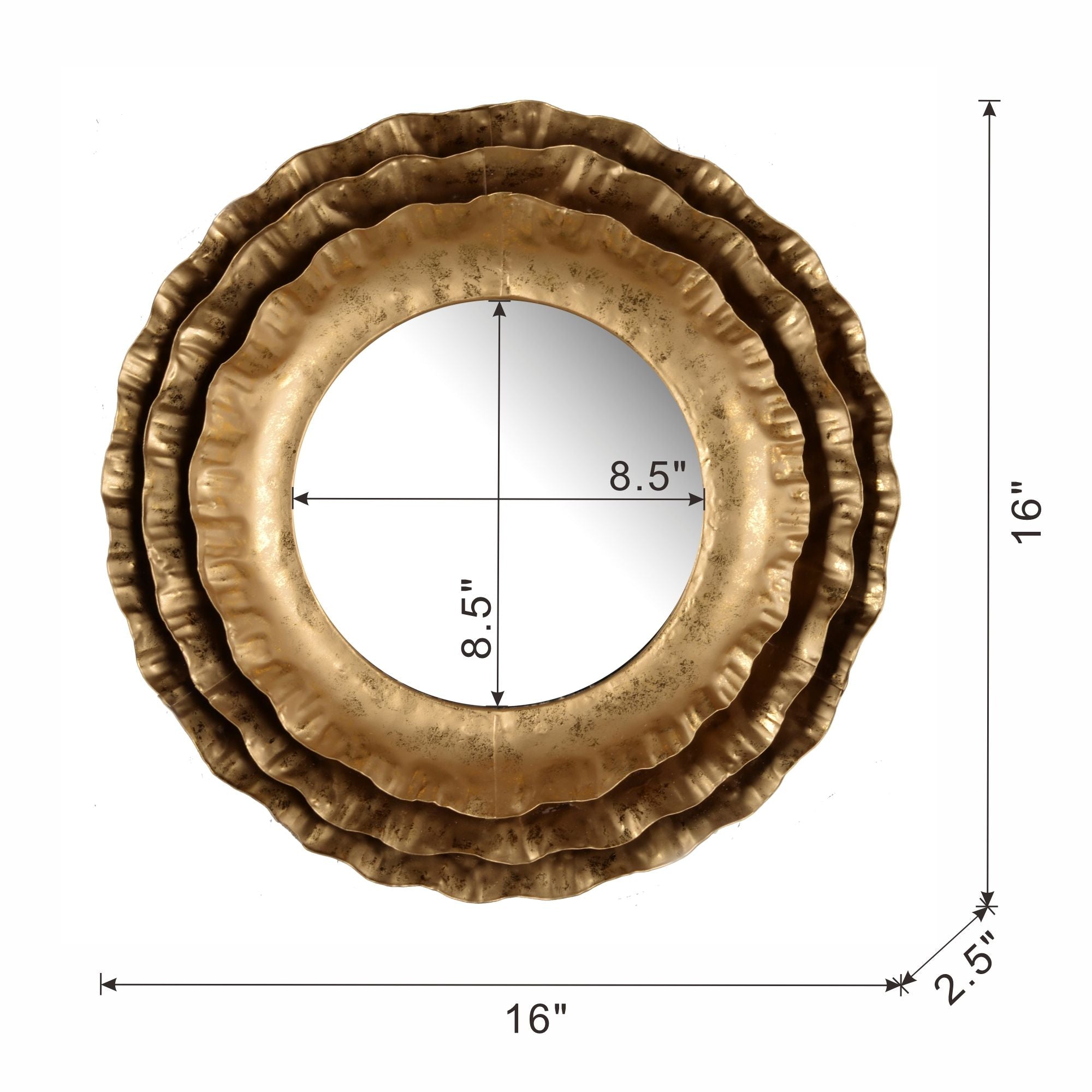 Round Wall Mirror With Metal Frame, Accent Mirror For Living Room - Gold