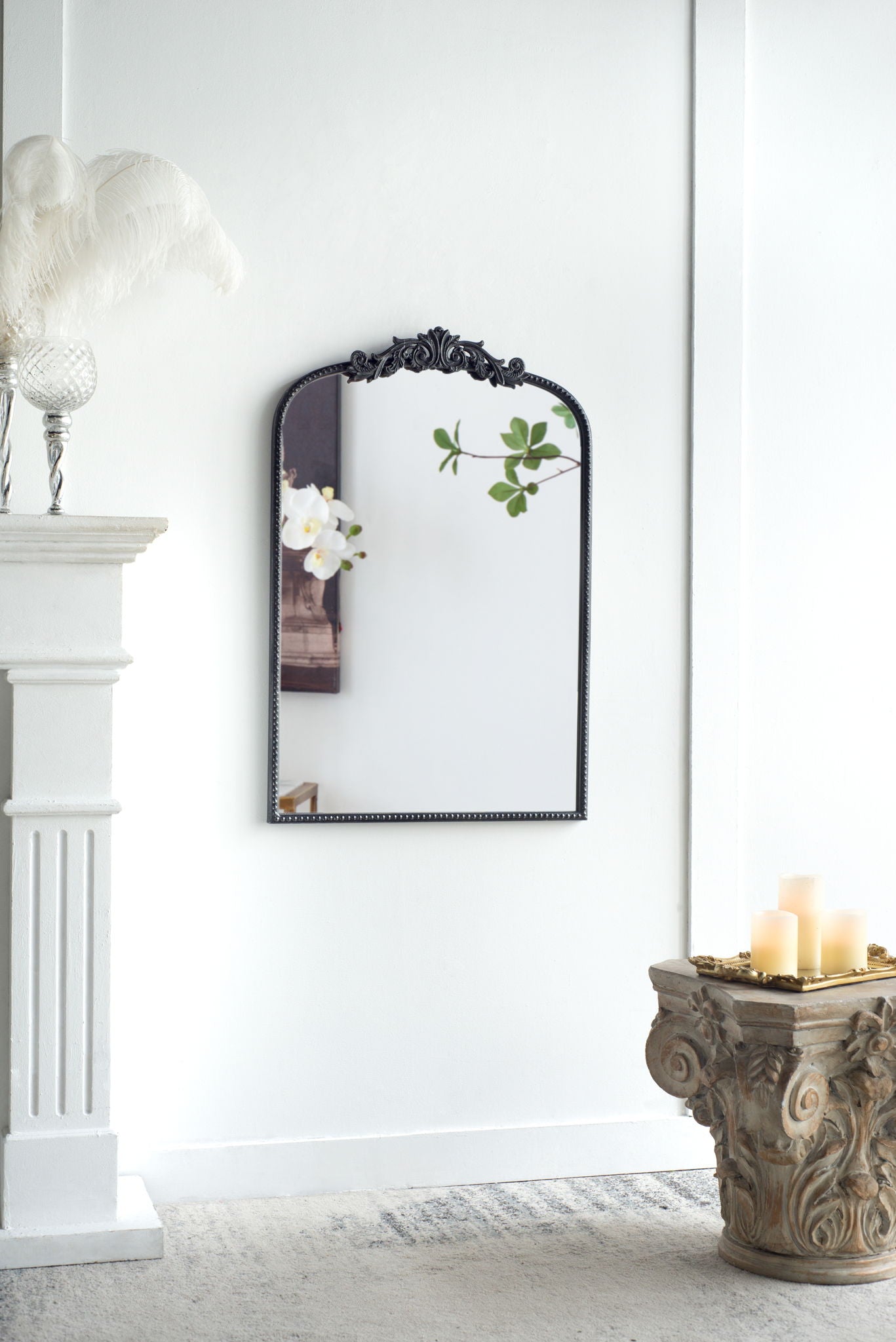 Arch Mirror, Baroque Inspired Wall Decor For Bathroom, Bedroom, Living Room