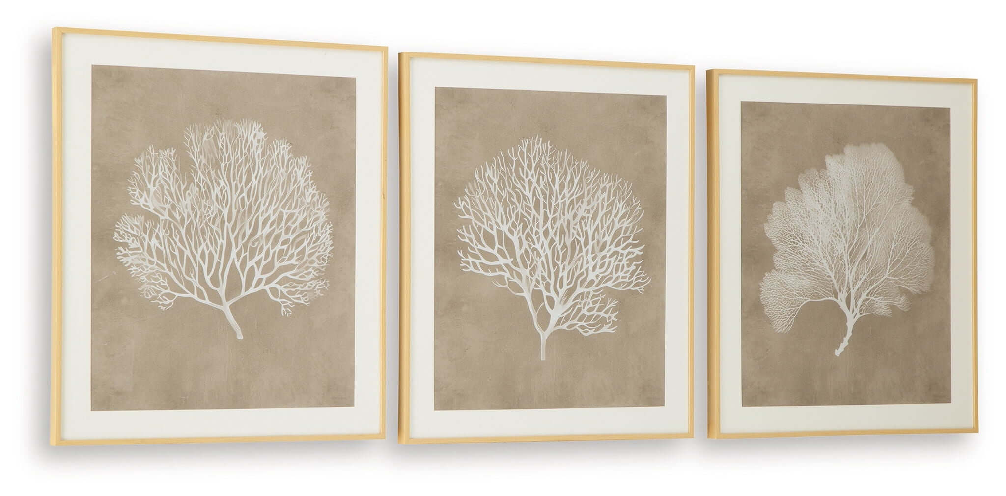 Hendridge - Wall Art Set (Set of 3) - Taupe / White