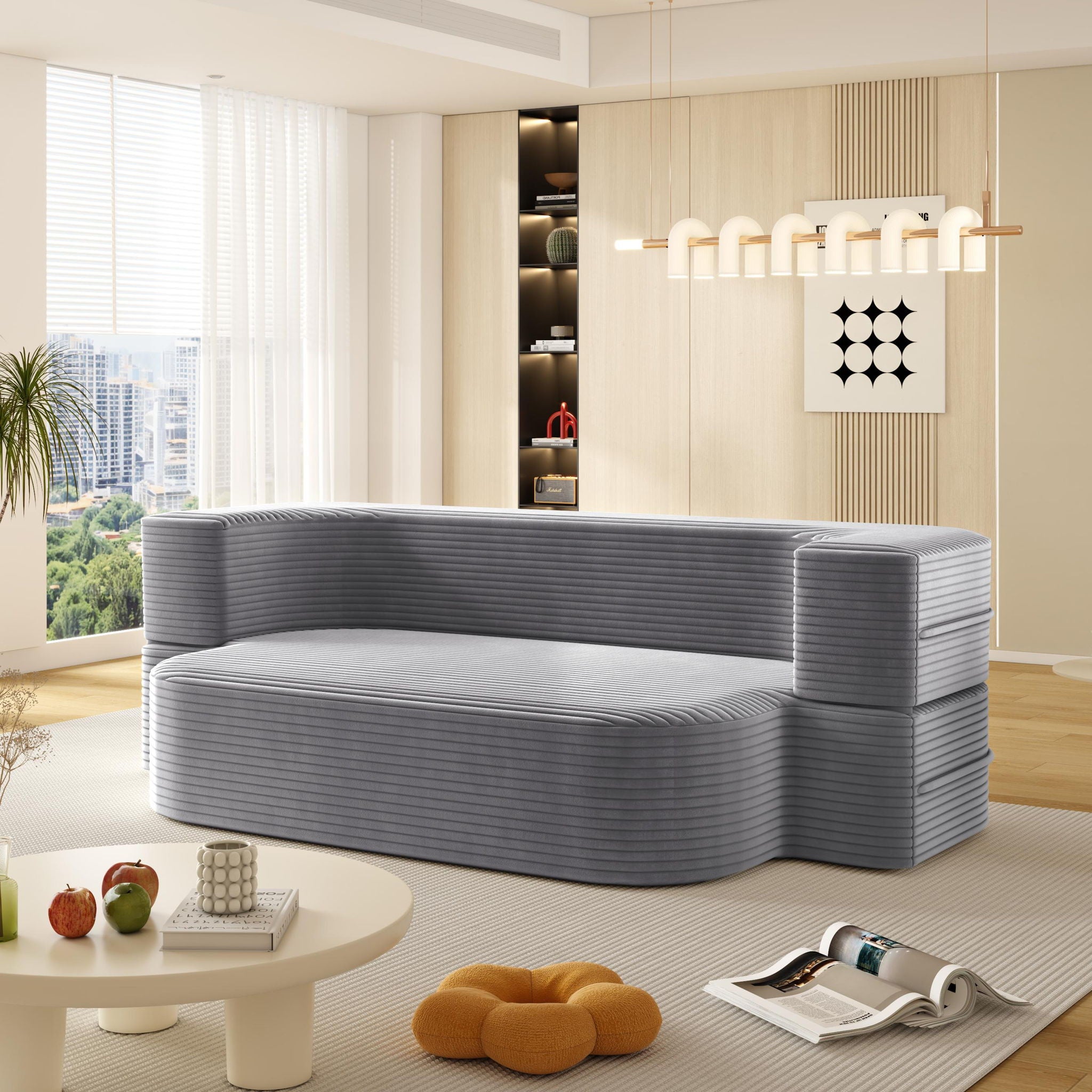 Convertible Floor Sofa Bed With Multi Functional Blanket