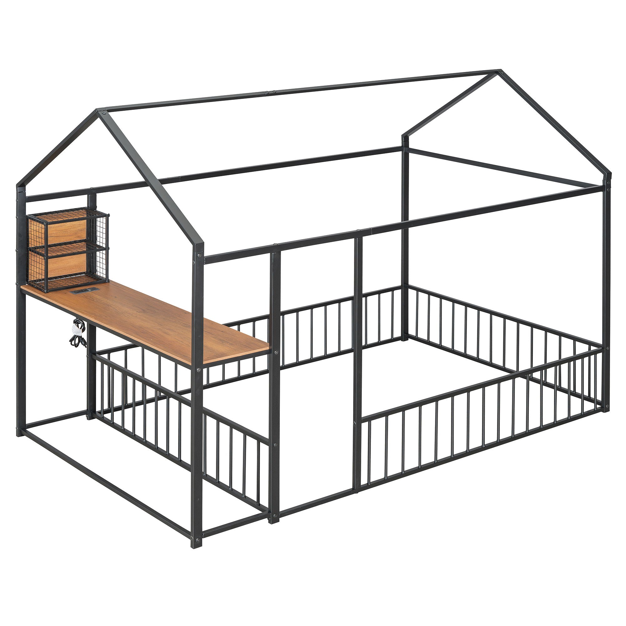 House Frame With Desk, Shelves, Power Outlets And USB Ports