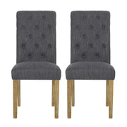 Contemporary Dining Chair (Set of 2) With Button Tufted Design - Charcoal