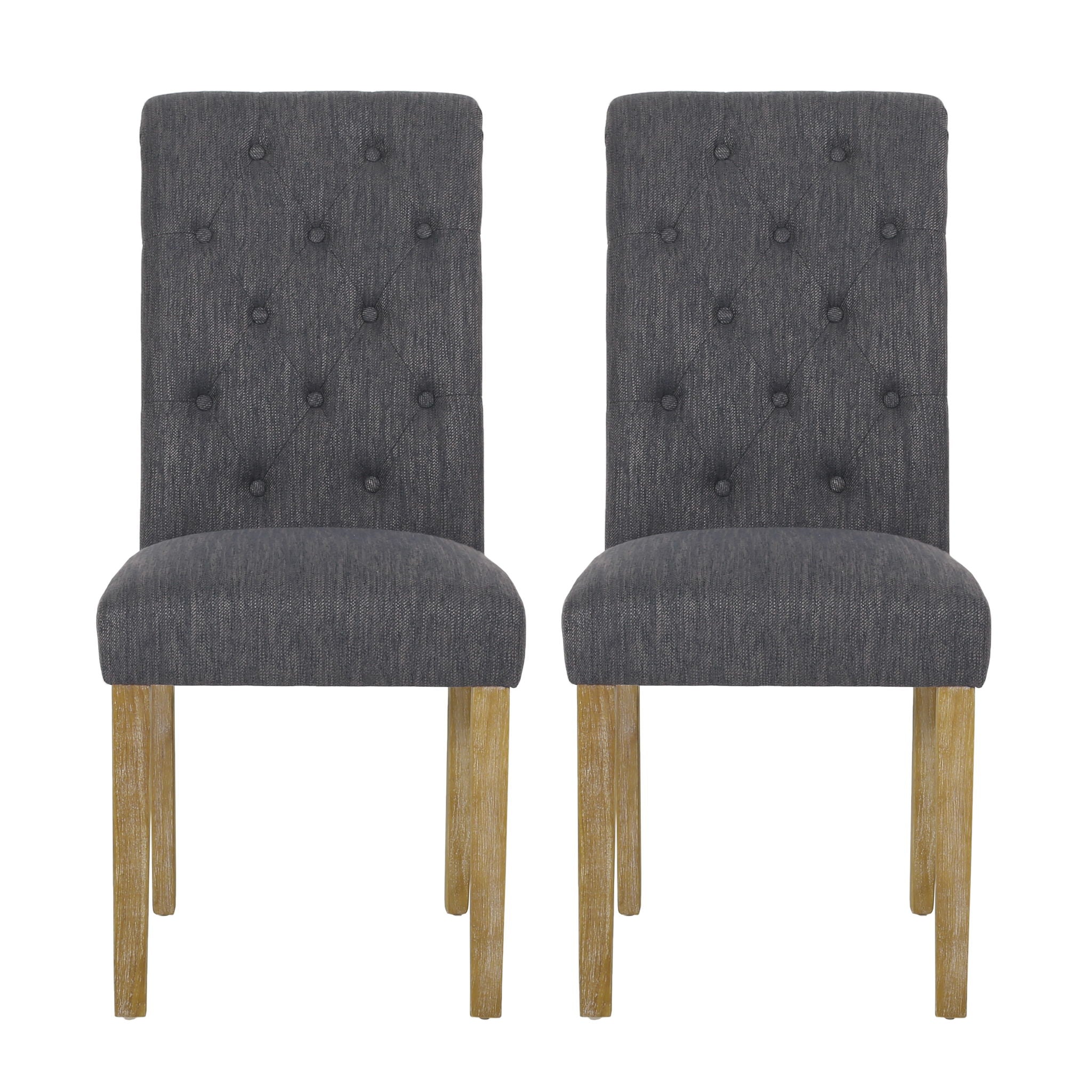 Contemporary Dining Chair (Set of 2) With Button Tufted Design - Charcoal