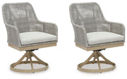 Signature Design by Ashley® Seton Creek - Gray - Swivel Chair With Cushion (Set of 2) | Meri Furniture