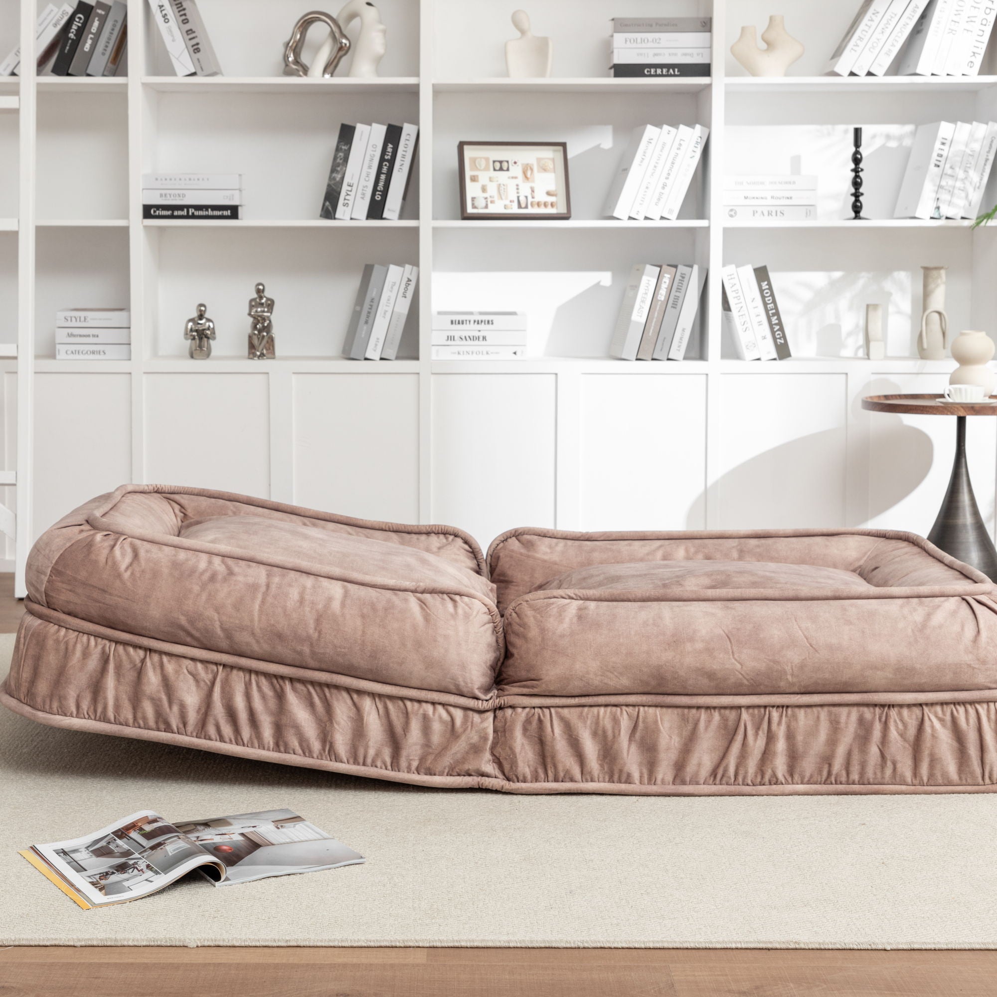 Upholstered Human Dog Bed And Pets, Bean Bag Floor Sofa With Massage Pillow, 5 Adjustable Positions & 2 Soft Pillows