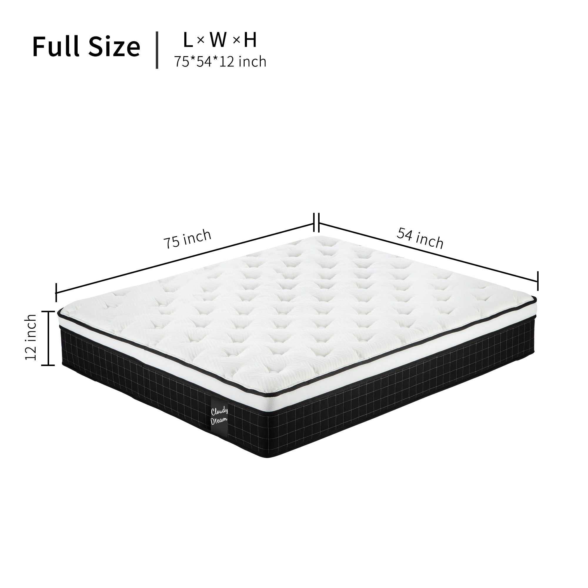 12" Hybrid Mattress With Individual Pocket Spring, Comortable Memory Foam