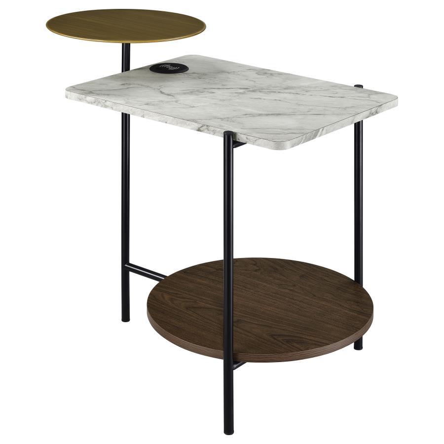 Coaster Fine Furniture Ottilie - 3-Tier Side Table Wireless Charger - White And Black | Meri Furniture
