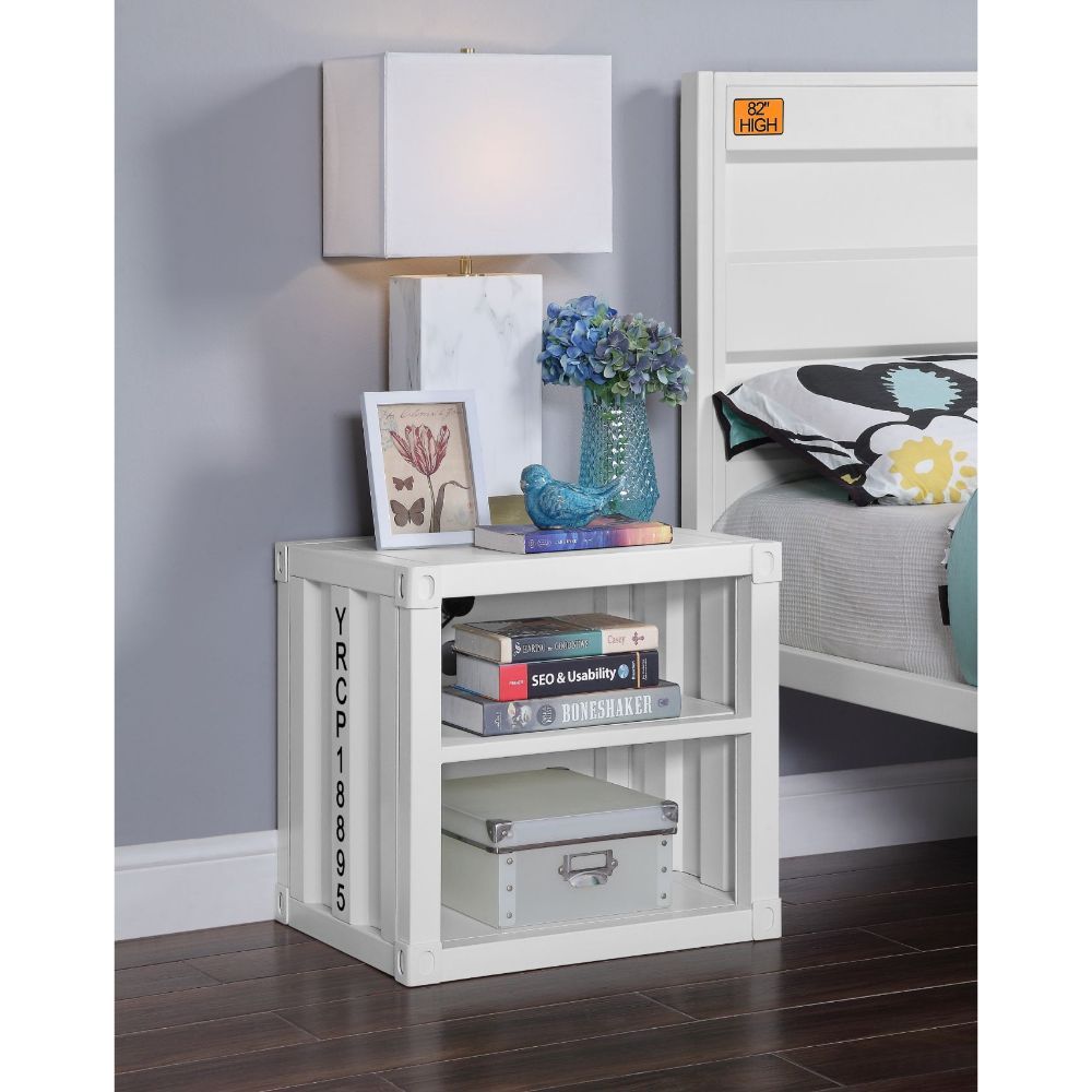 ACME KD, Storage: 2 Open Compartments (1 Metal Fixed Shelf) • Features: Metal Frame, Recessed Panels (Cargo Container Panels) • (NO LEGS) •• CONSTRUCTION •• Metal Case: Iron Plate (40 x 40mm) ••• Clearance Floor to Bottom Frame? | Meri Furniture