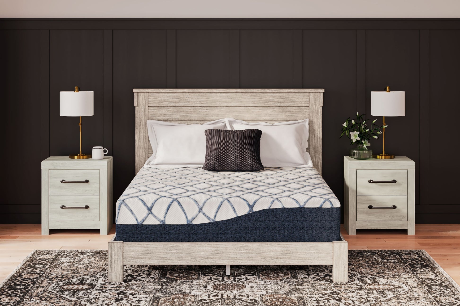 Sierra Sleep® by Ashley 12 Inch Chime Elite 2.0 - White / Blue - California King Mattress | Meri Furniture