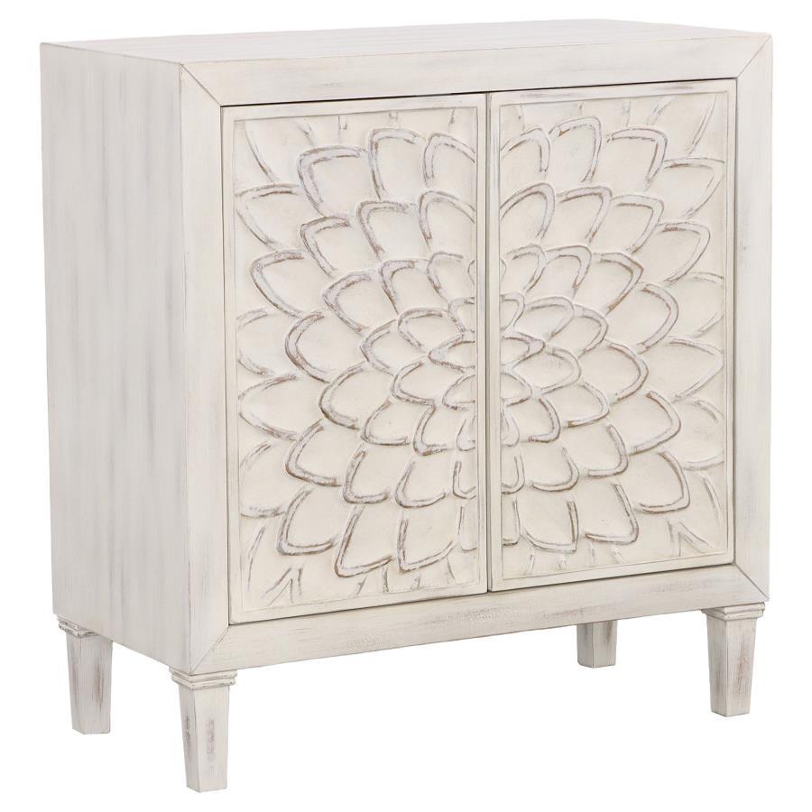Coaster Fine Furniture Clarkia - Accent Cabinet With Floral Carved Door - White | Meri Furniture