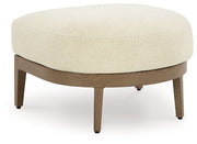 Signature Design by Ashley® Serene Bay - Dark Brown / White - Ottoman With Cushion | Meri Furniture