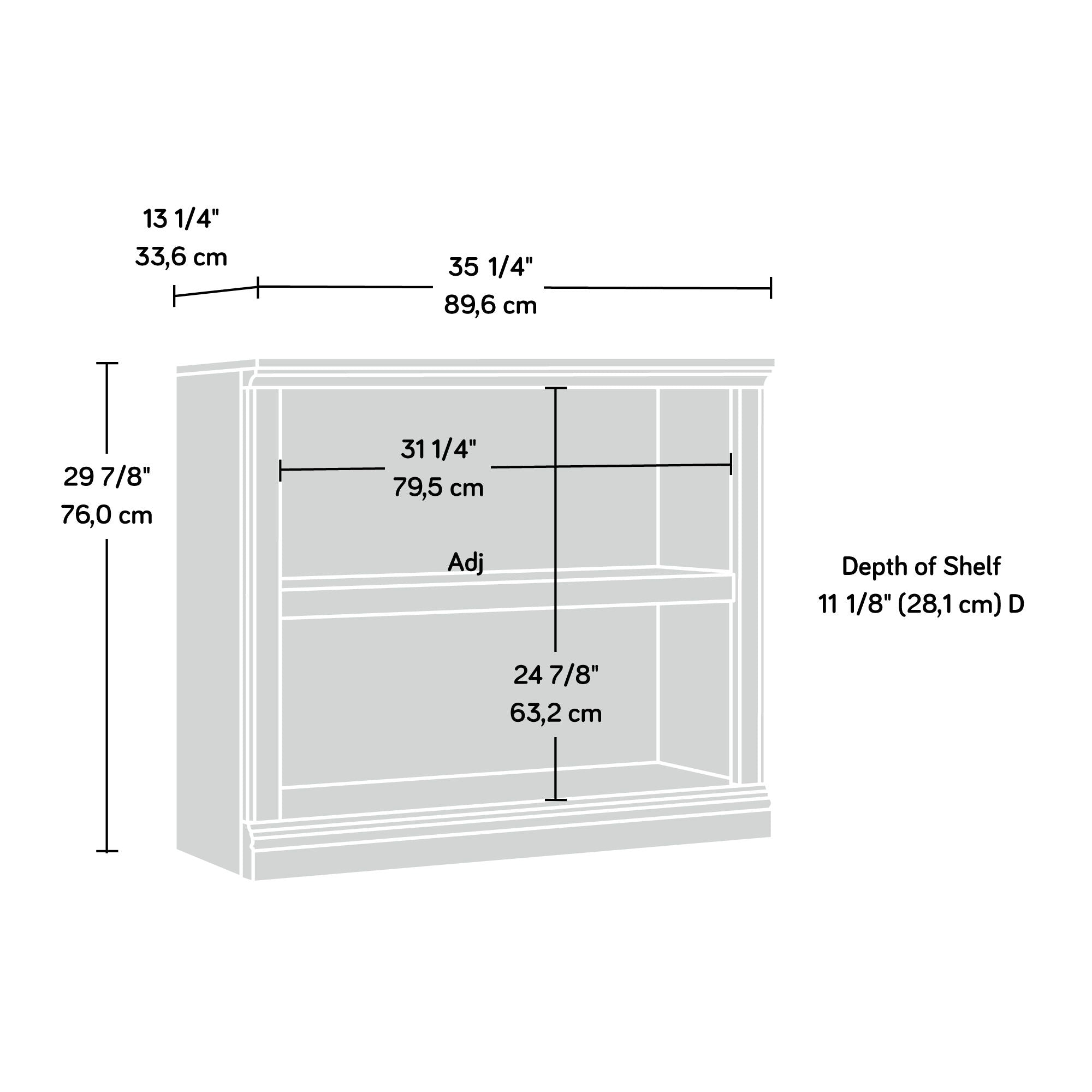 2-Shelf Bookcase Select Cherry