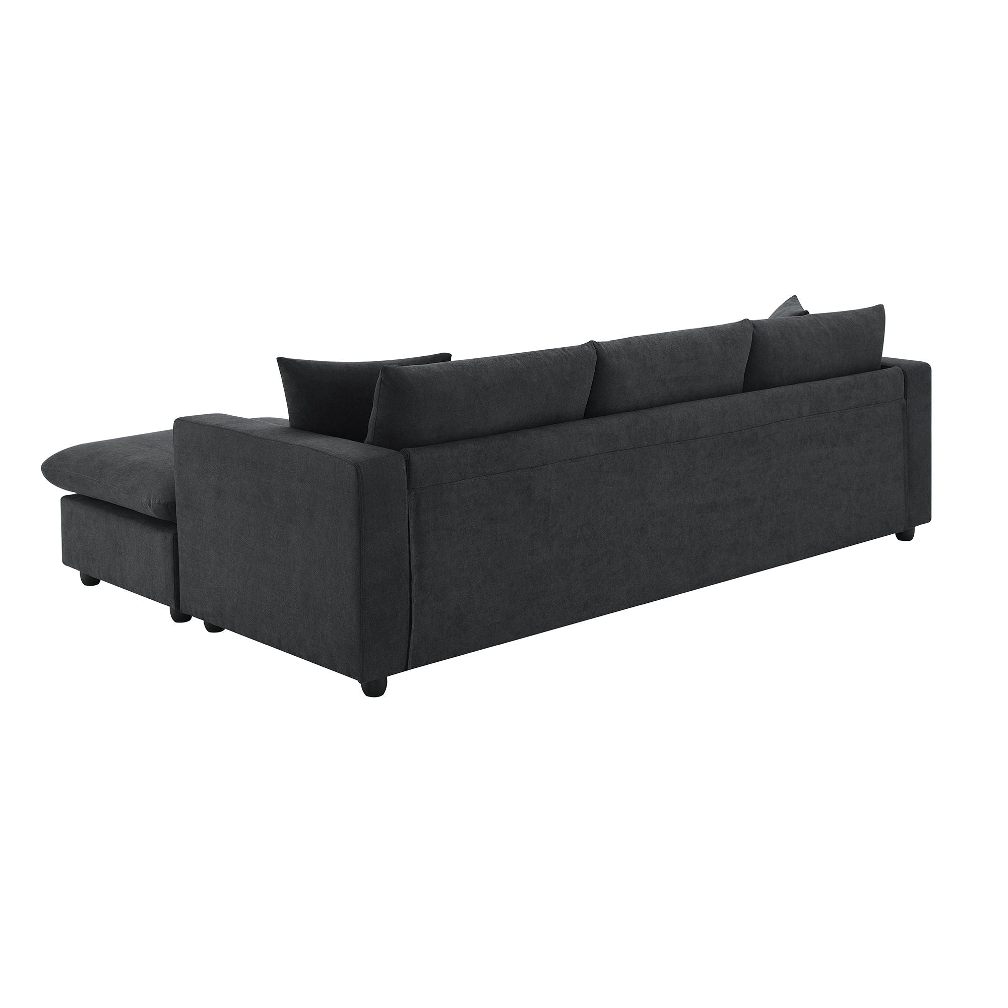 Modern Sectional Sofa With Throw Pillows, Cloud L Shaped Couch Set With Wide 4 Seat Comfy Couch Set With Movable Ottoman