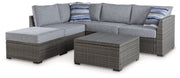 Signature Design by Ashley® Petal Road - Gray - Loveseat Sectional, Ottoman, Table Set (Set of 4) | Meri Furniture