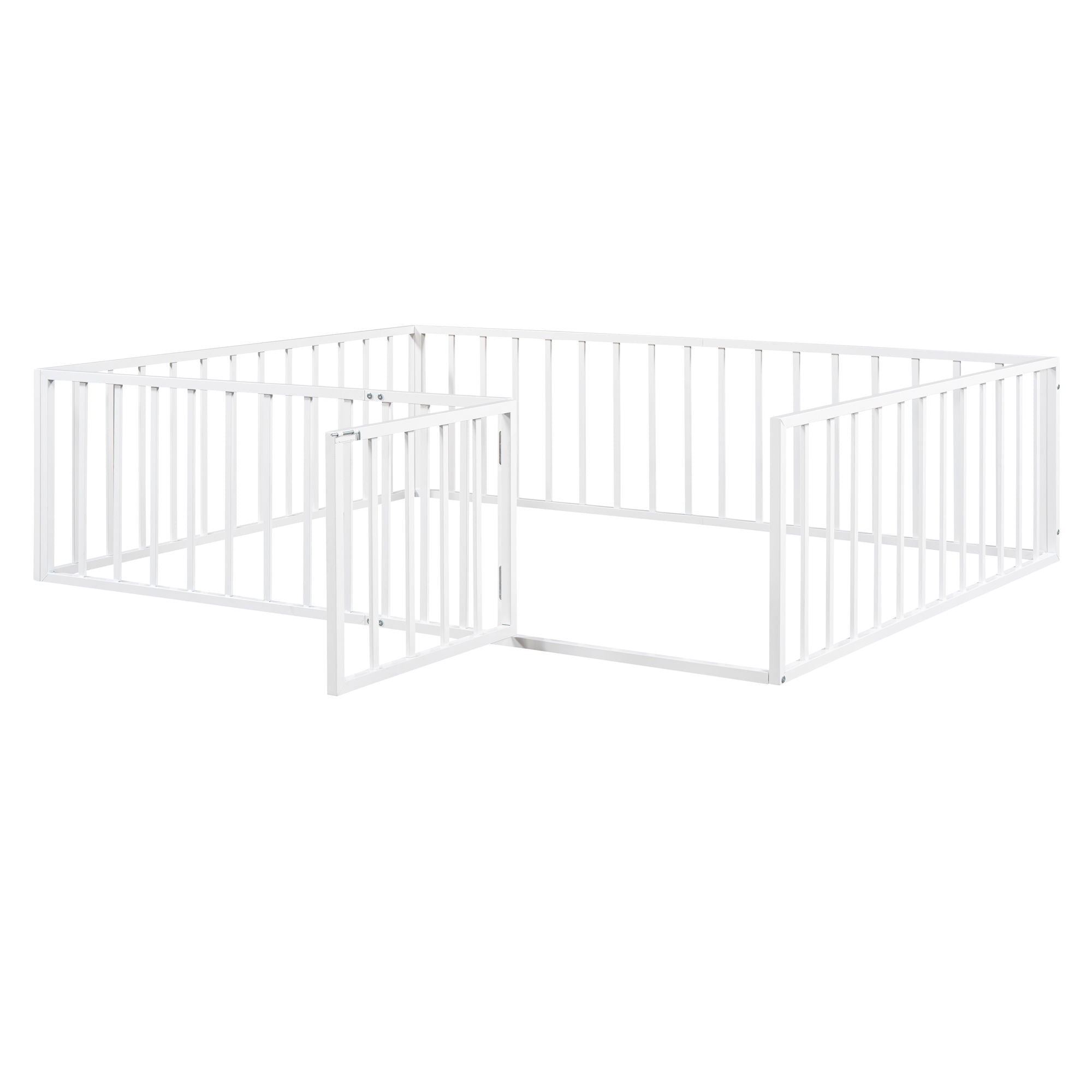 Metal Floor Bed Frame With Fence And Door