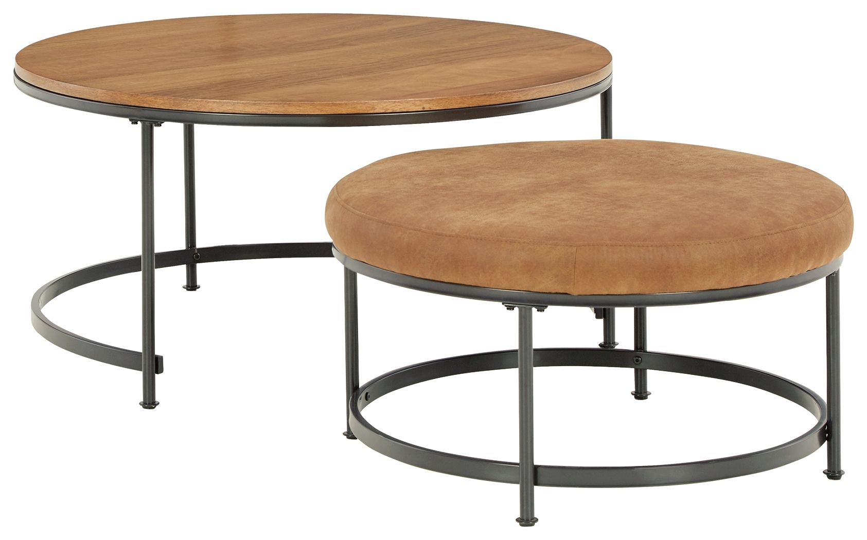 Signature Design by Ashley® Drezmoore - Light Brown / Black - Nesting Cocktail Tables (Set of 2) | Meri Furniture