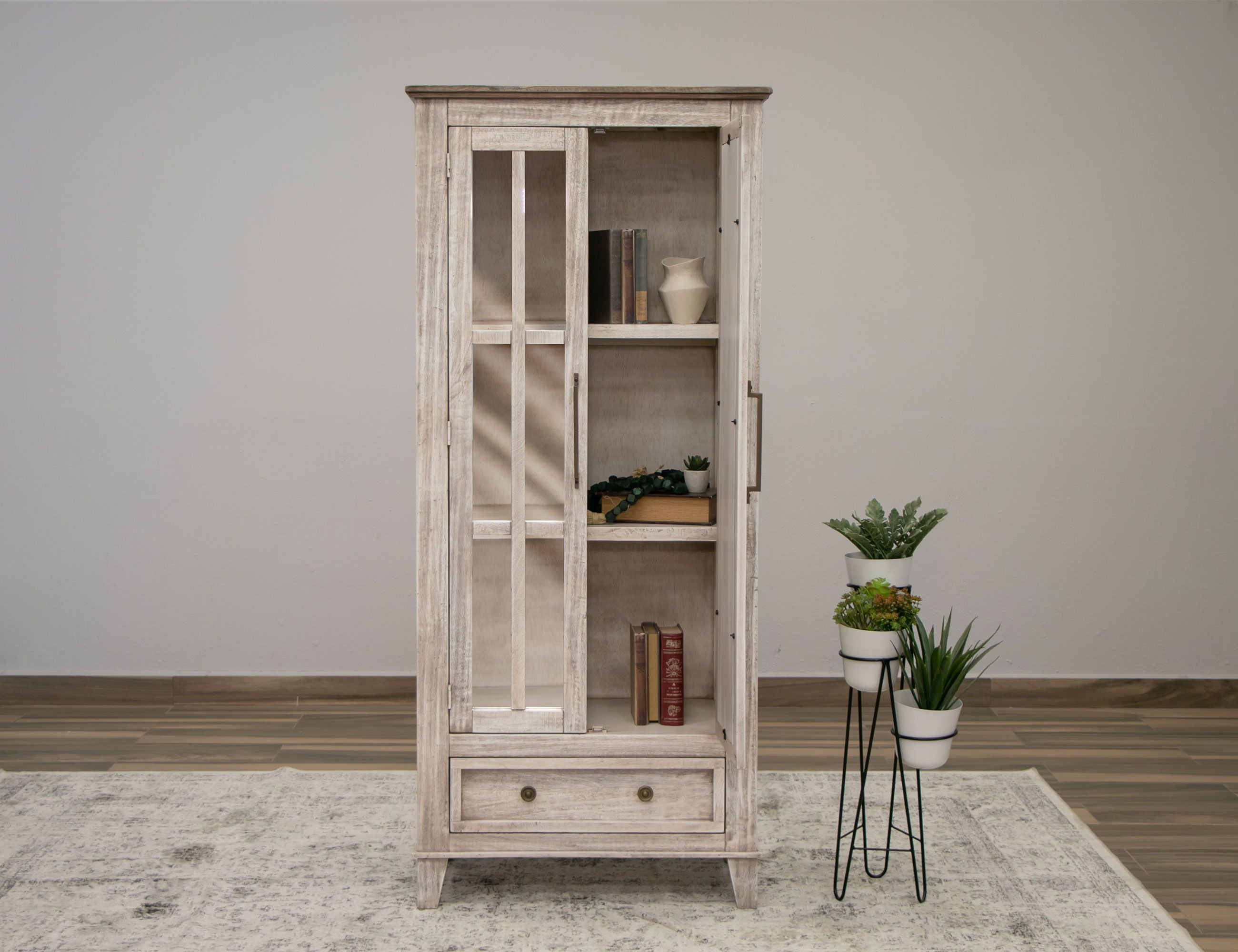 International Furniture Direct Sahara - Cabinet - Light Cream / Brown Caramel | Meri Furniture
