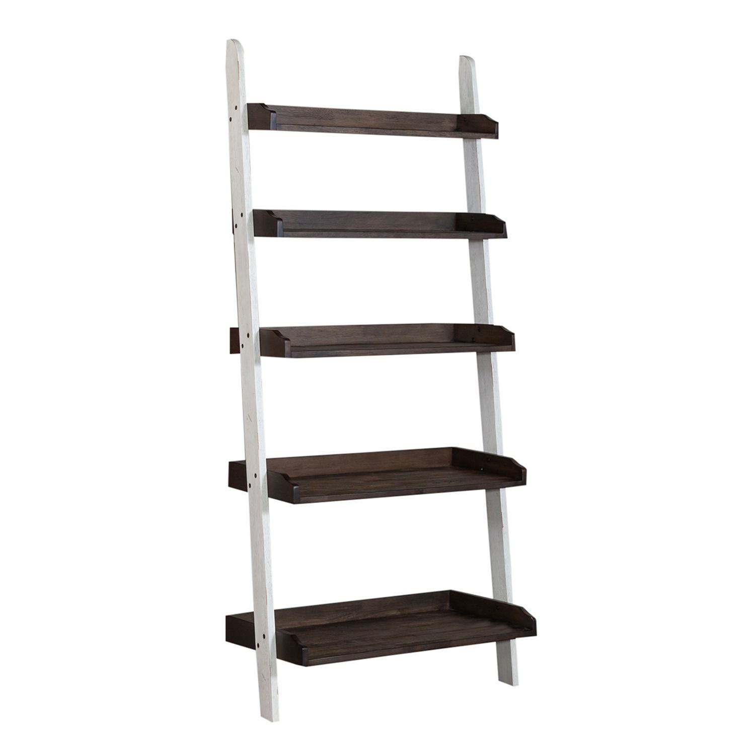 Farmhouse - Leaning Bookcase - Two Tone White / Wood Tone